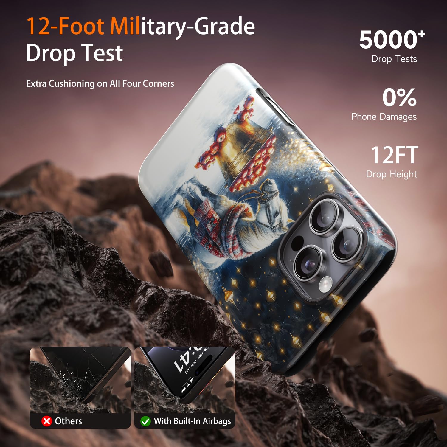 Dorismax Christmas Phone Case For Iphone 16 Pro - Wireless Charging Compatible - Dual-Layer Hard Shell + Silicone Cover - Protec