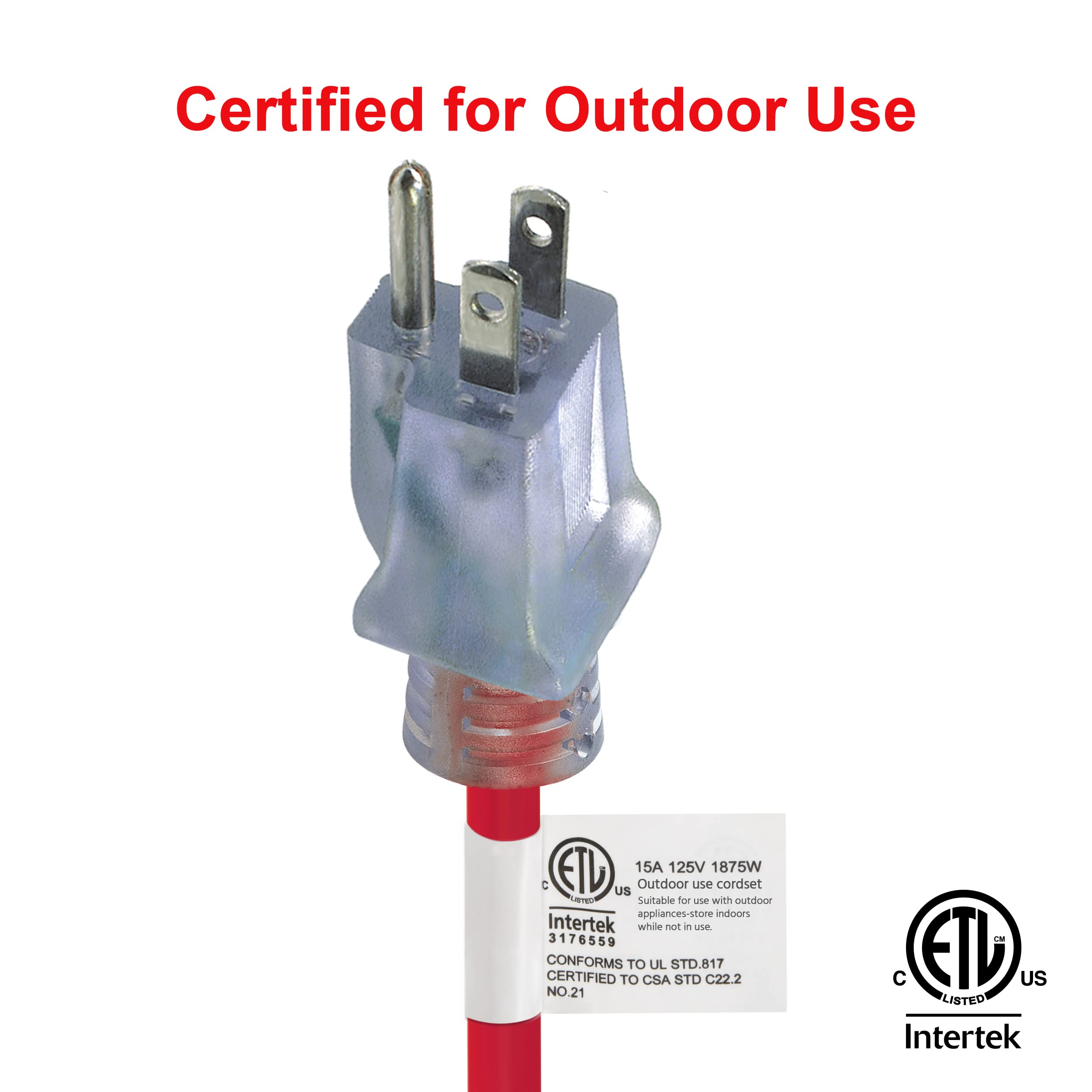 Clear Power Heavy Duty Outdoor Extension Cord   50 Ft, Red | For Extreme Cold Weather  50?C, 12/3 Sjtw, Water & Weather Resistan