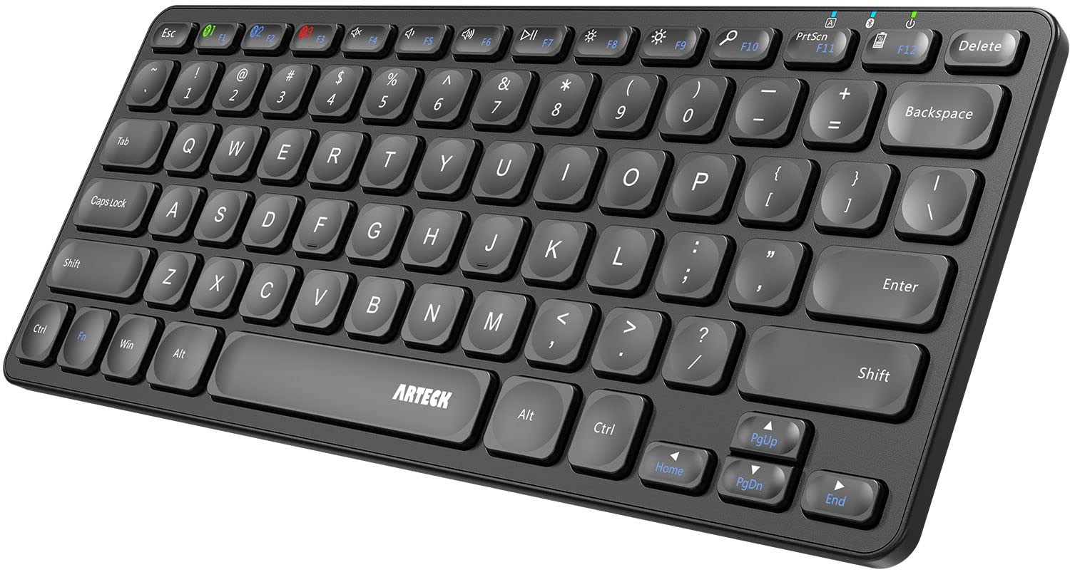 Arteck Universal MultiDevice Bluetooth Keyboard Ultra Slim and Compact Wireless Bluetooth Keyboard with Media Hotkeys for Windo
