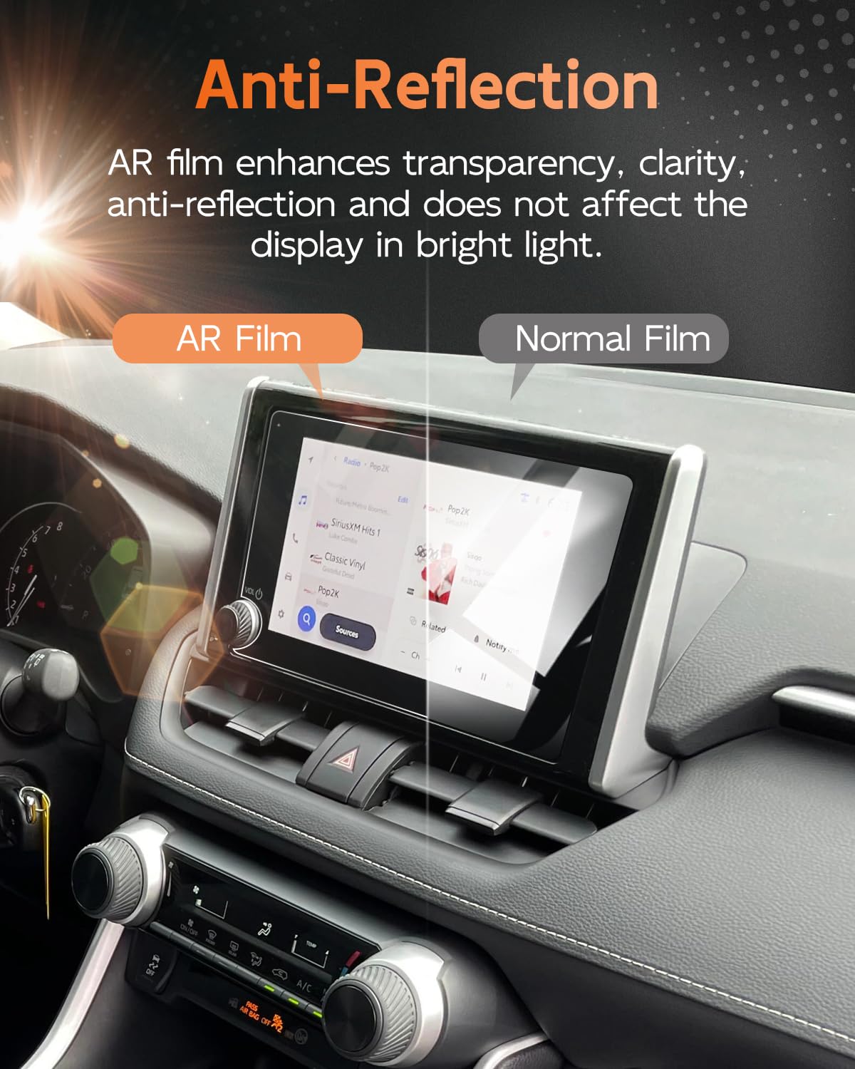 (2Pcs) Anti Reflection Rav4 Screen Protector For 2023 2024 Toyota Rav4 Limited/ Xse/ Se /Trd/ Off Road 8' Standard Touchscreen Cover For Rav 4 Accessories 2023 2024 Radio Display  Ultra Clear Anti Glare 2Pcs