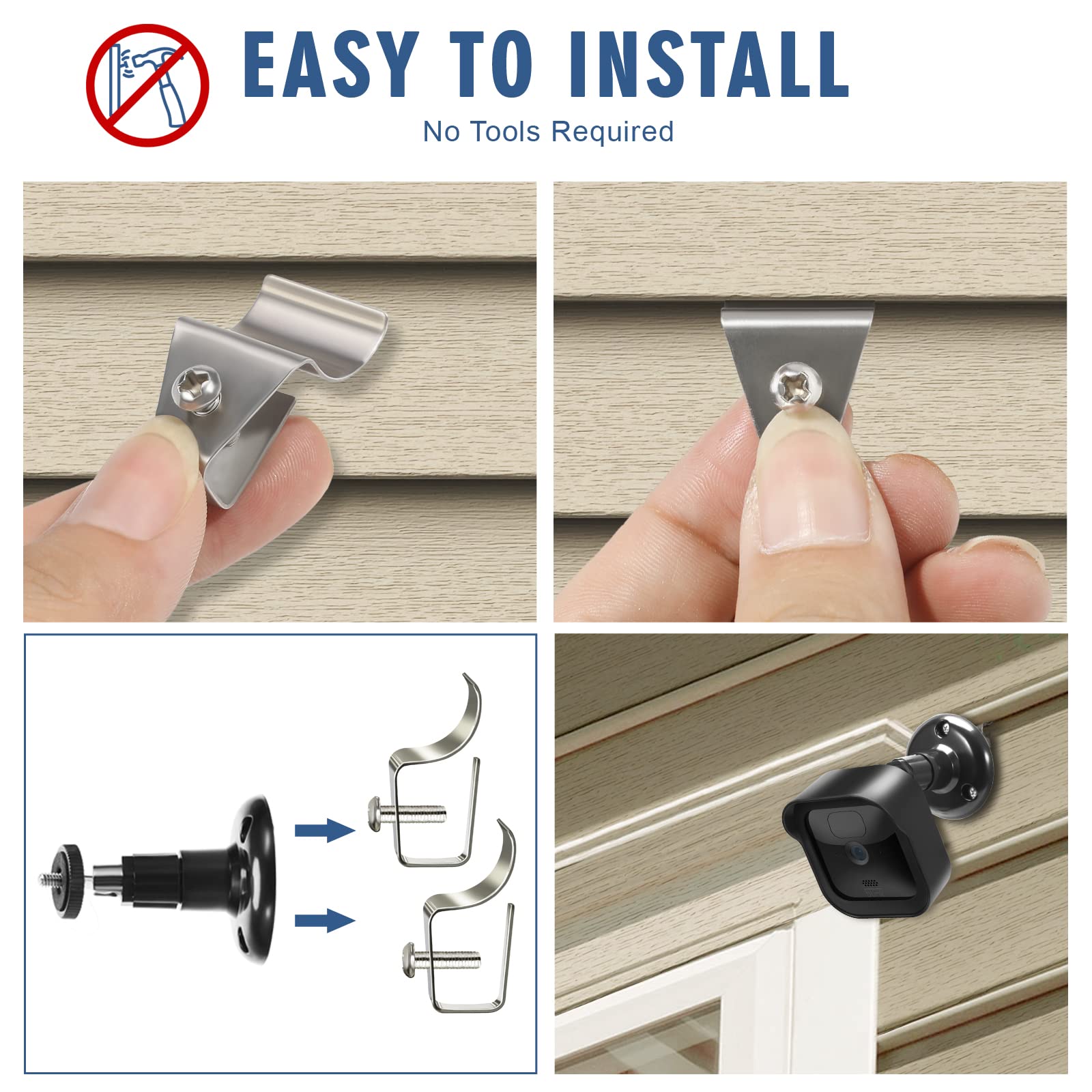 (10 Pack) Blink Outdor Camera Mount Vinyl Siding Clips Hooks,No Hole Needed Outdoor Siding Hanger For Mounting Wyze Cam/Ring/Arl