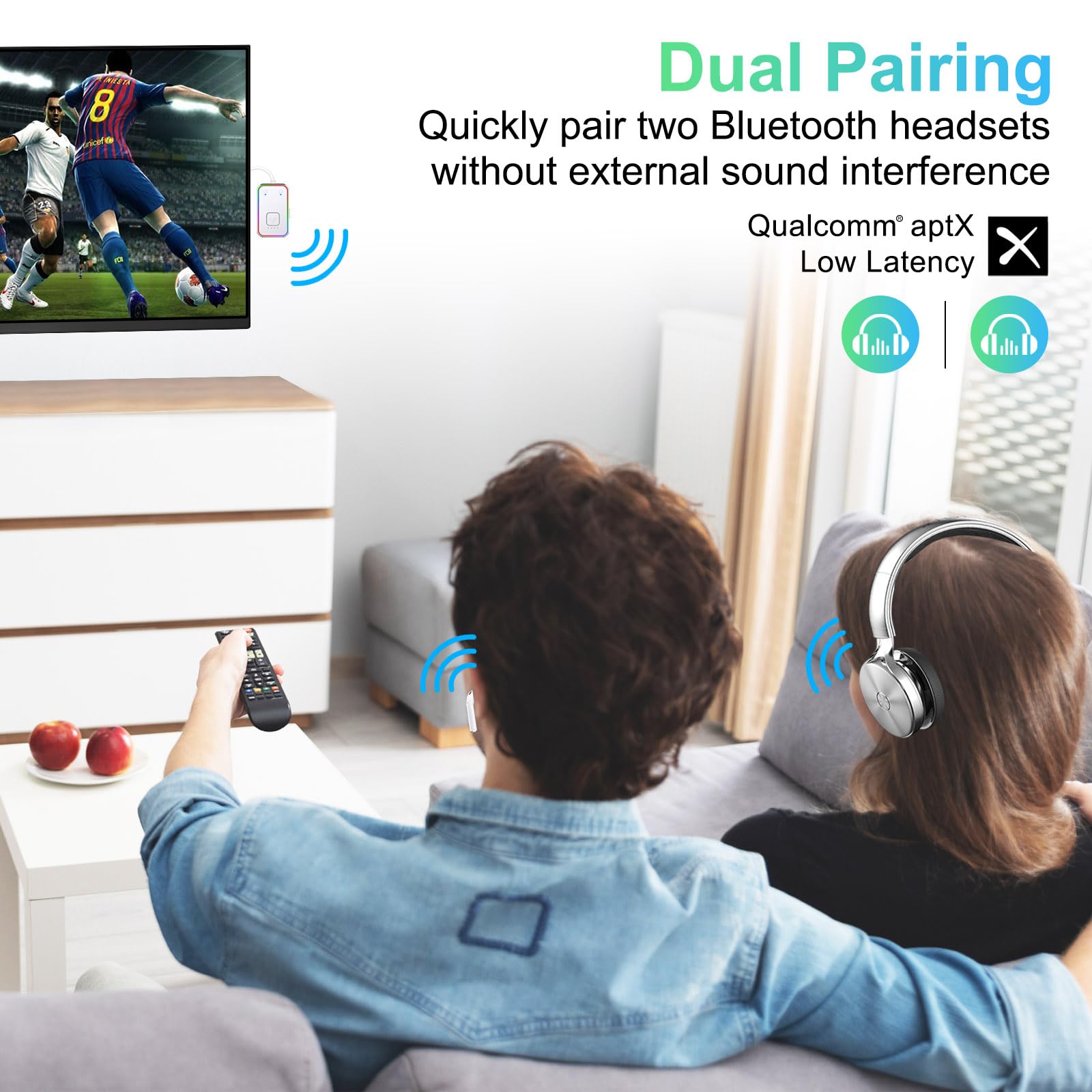 Beeitzie Bluetooth Transmitter For Airplane,Bluetooth V5.4 Transmitter For 2 Airpods/Headphones Dual Pairs.Wireless Transmitter