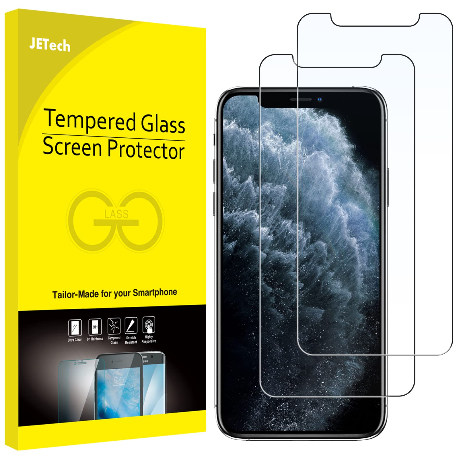 Jetech Screen Protector For Iphone 11 Pro Max And Iphone Xs Max 6.5 Inch, Tempered Glass Film, 2 Pack