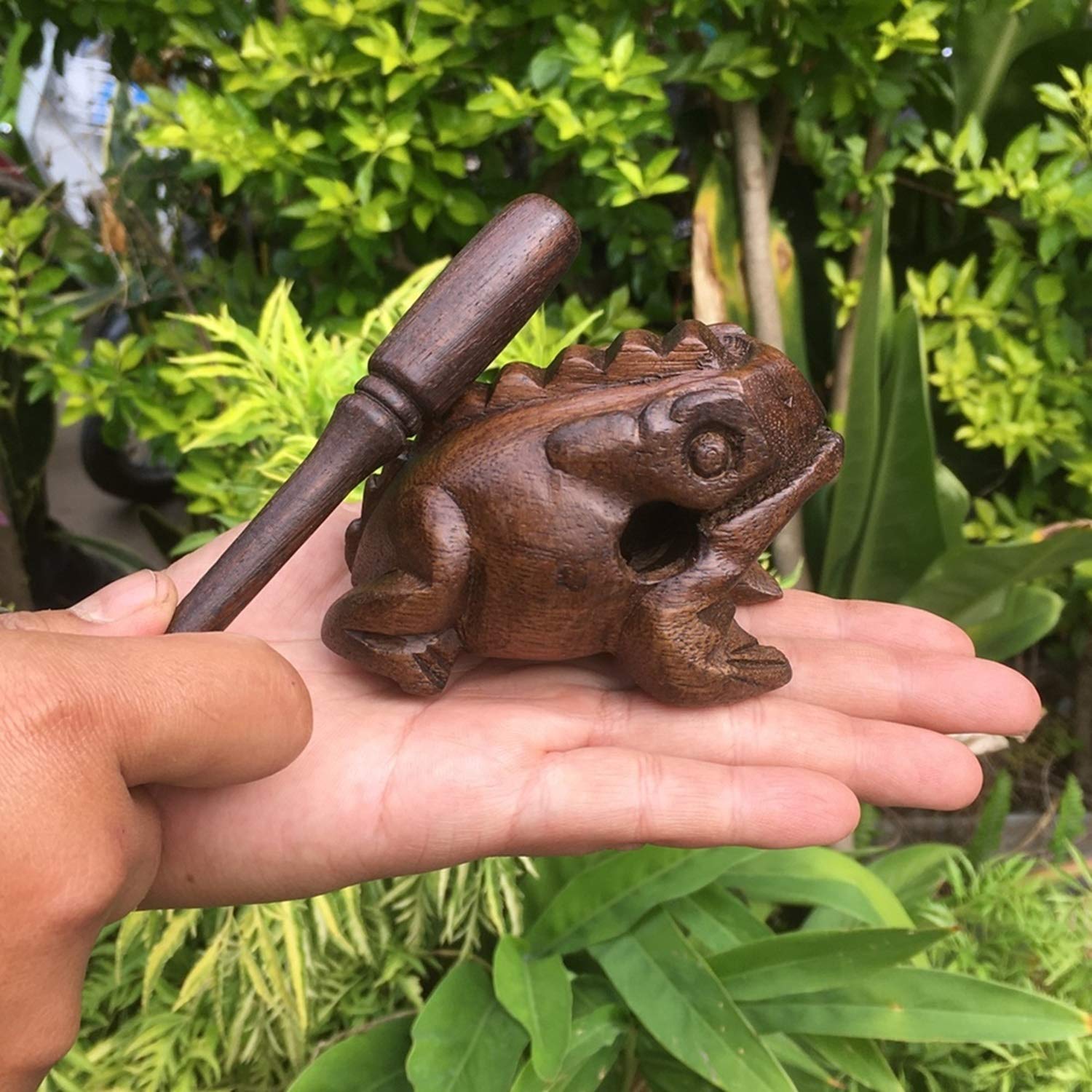Cozinest Percussion Instruments Wooden Frog Medium Size 4.8 Inch, 4 Inch And 3 Inch Family Wood Frog Guiro Rasp Musical Instrume
