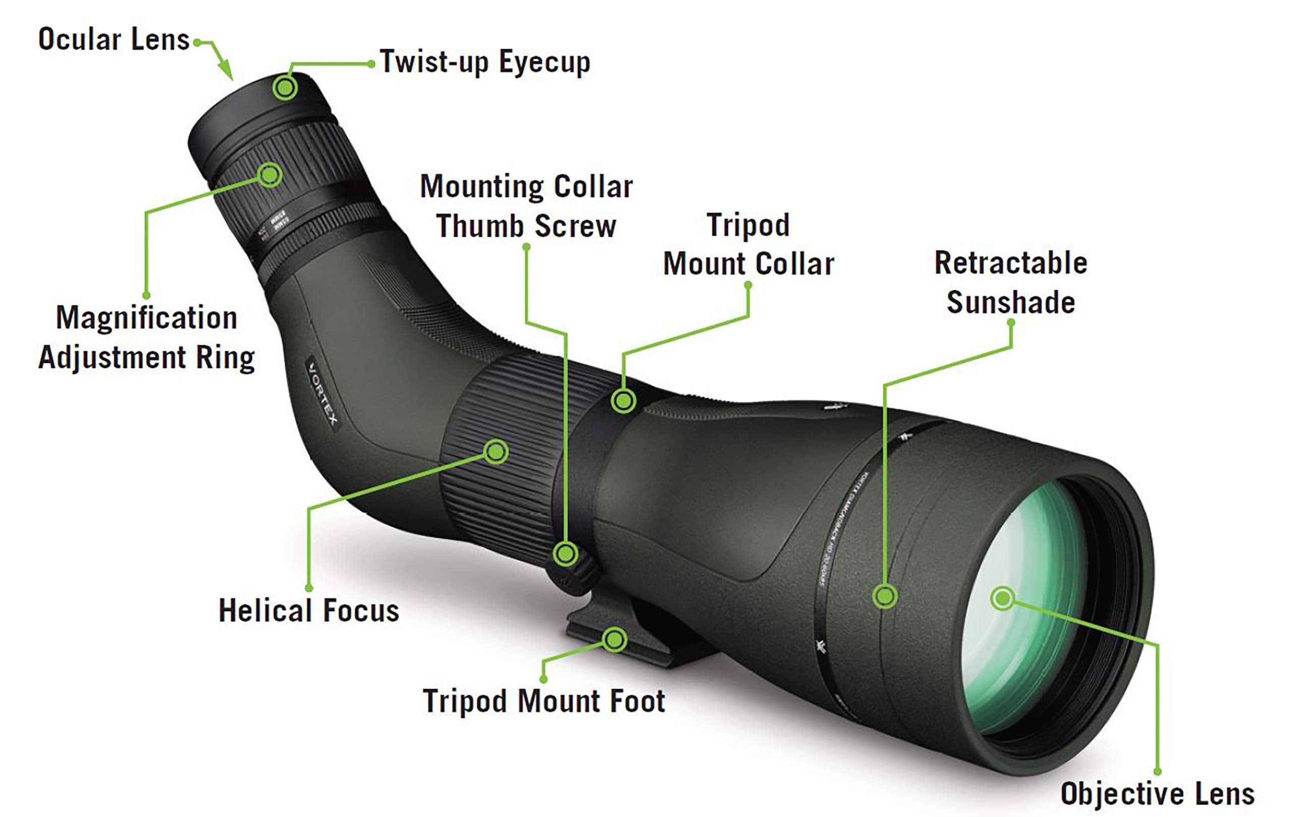 Vortex Optics Diamondback Hd Spotting Scope 16 48X65 Angled, Green