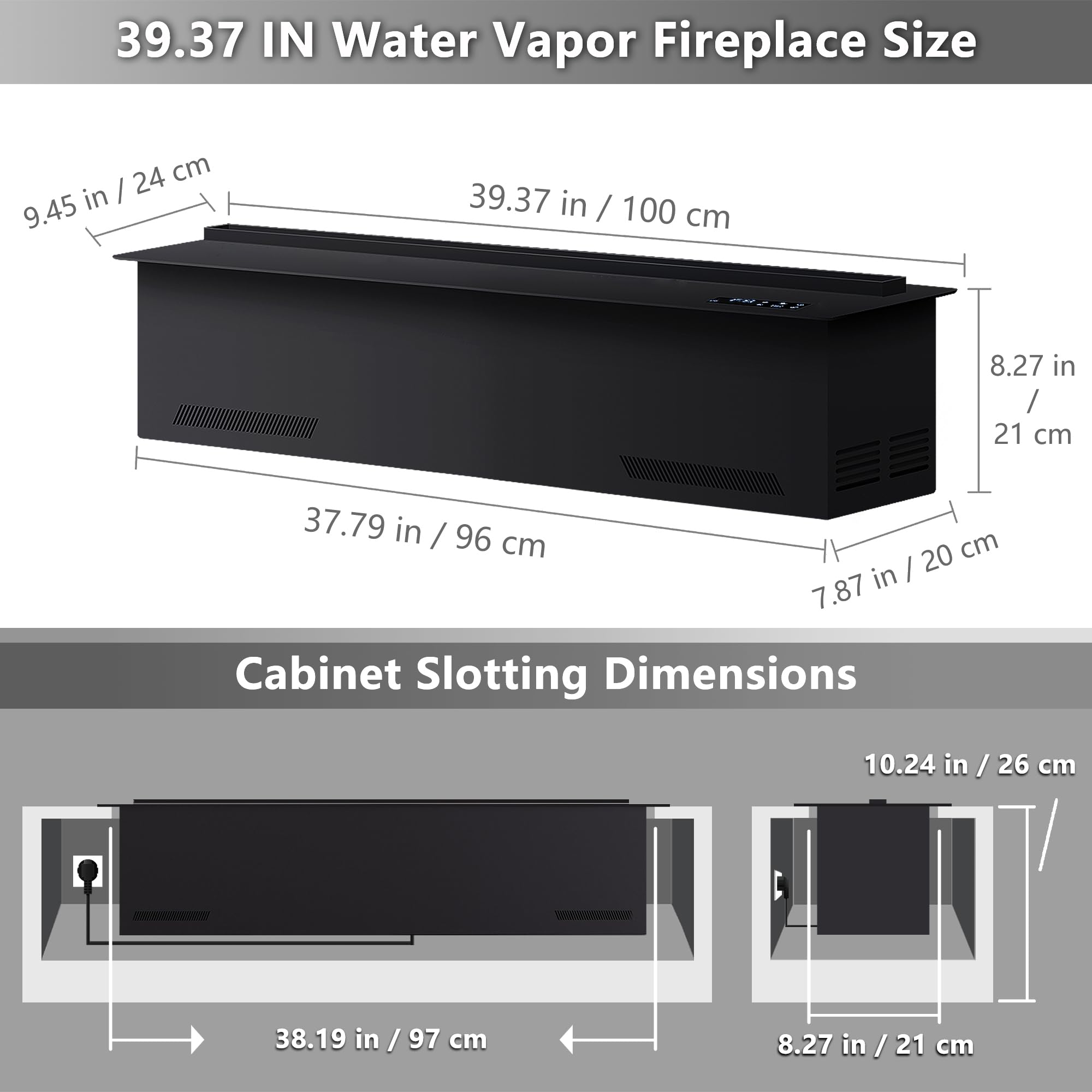 Electric Fireplace 3D Water Vapor Fireplace Recessed Multicolour Realistic Atomized Flame, With Water And Remote Control Electri
