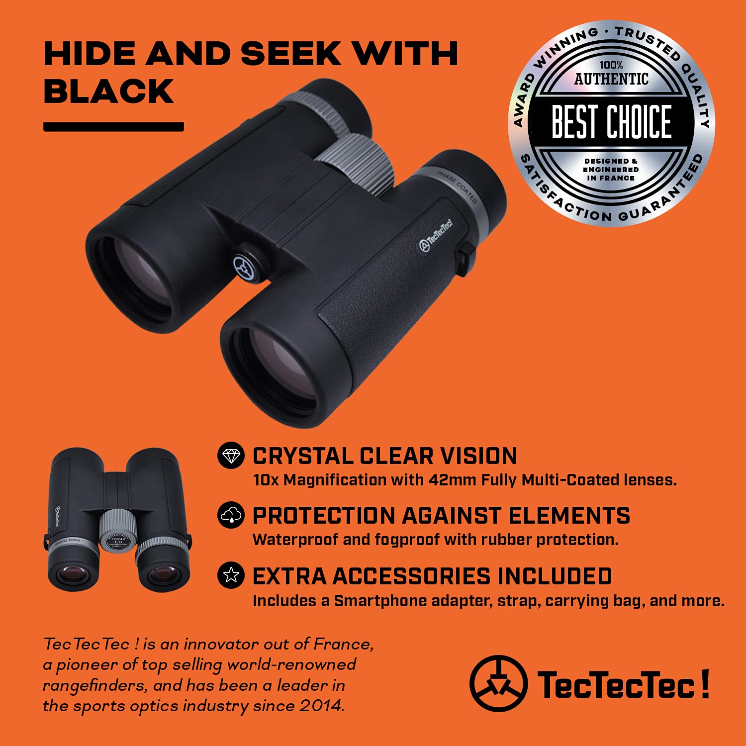 Tectectec Bpro Wild 10X42 Ed Hunting Binoculars Outdoors Birdwatching Hd Professional Binoculars With Phone Mount Strap Carrying