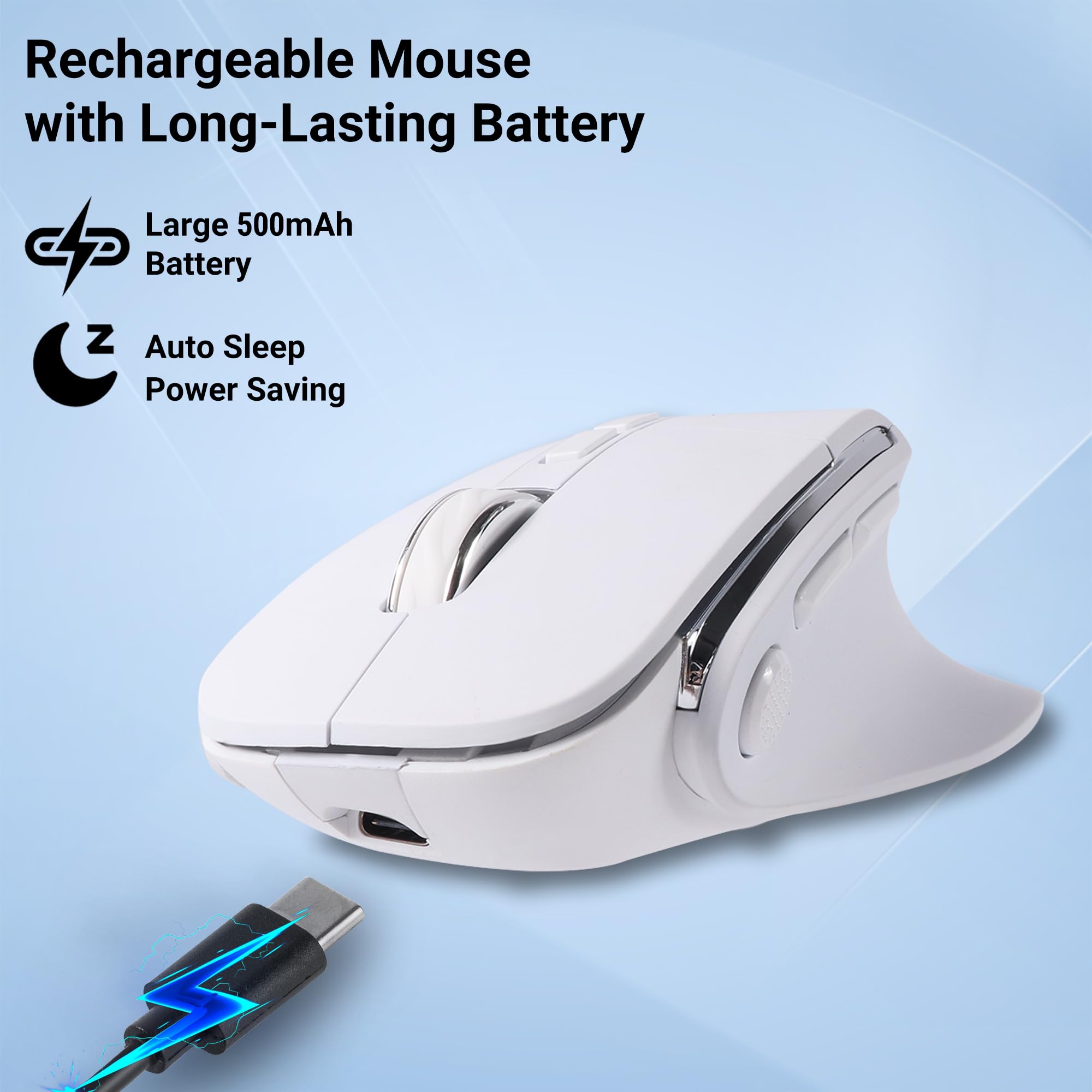 Ergonomic Mouse,Bluetooth Vertical Wireless Mouse,Led Rechargeable Optical Computer Mice, Portable(Bt5.2 Or Usb 2.4Ghz) Dual Mod