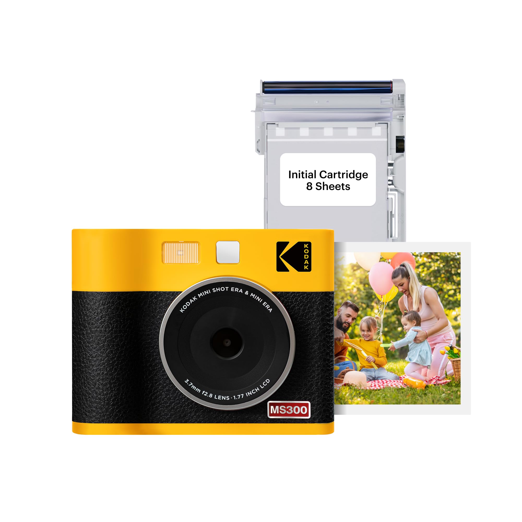 KODAK Mini Shot 3 ERA 4PASS 2-in-1 Instant Camera and Photo Printer (Yellow, Camera + 8 Sheets)