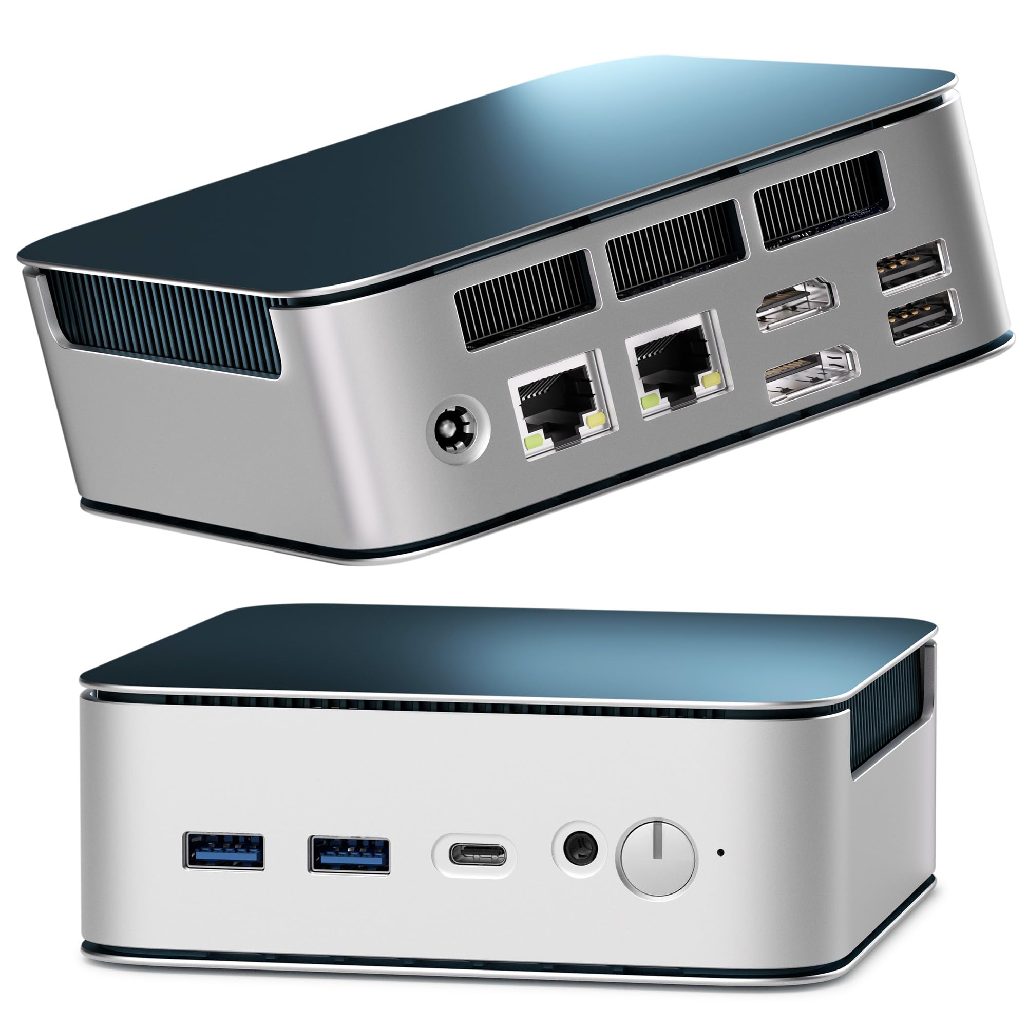 Getorli Mini PC, Dual LAN AMD R5 7430U(Max 4.3GHz), Mini Computers 16GB DDR4 RAM 512GB SSD, Mini Desktop Computer 4K 60Hz Displa
