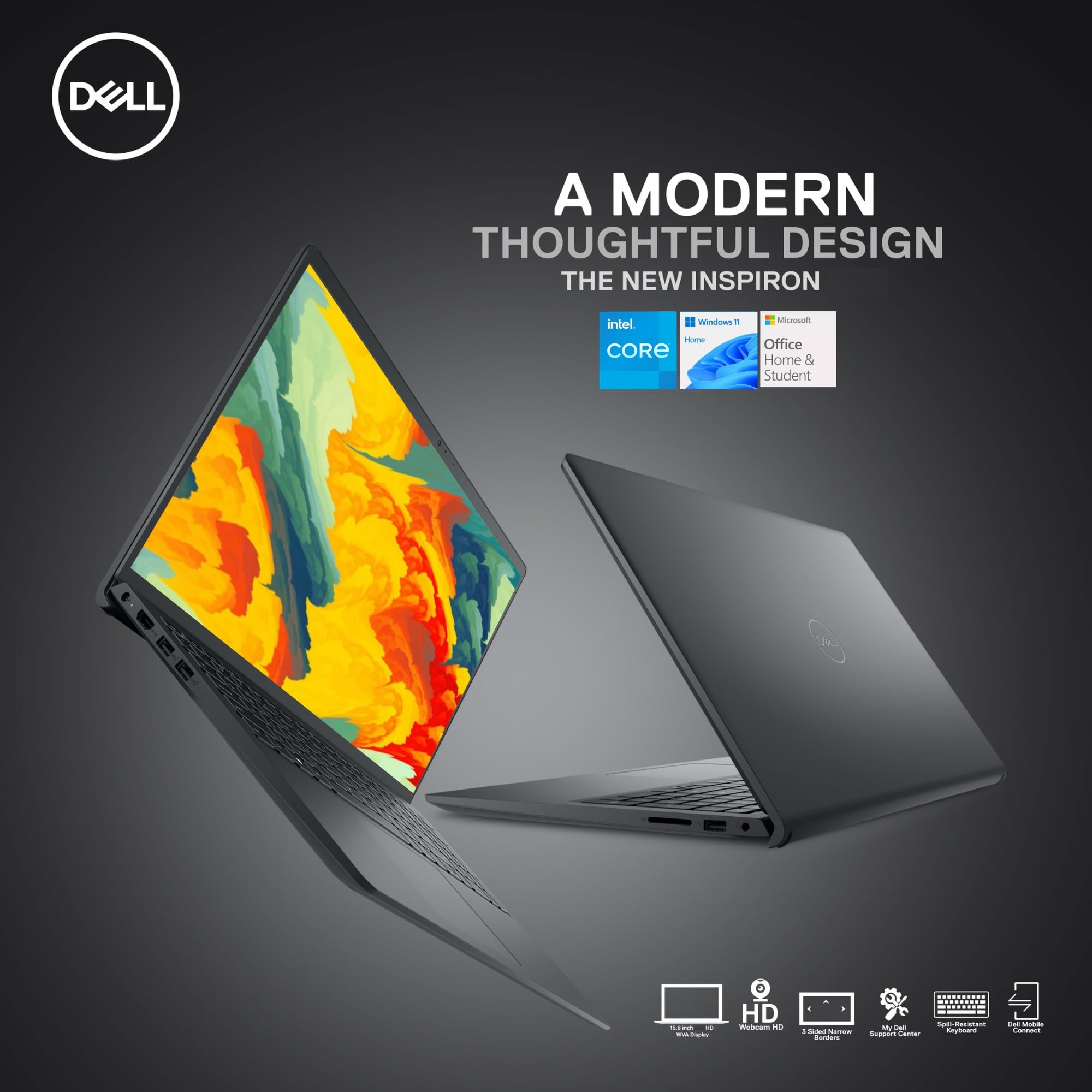 Dell Essential Inspiron 15 3000 Laptop With Microsoft Office, 16Gb Ram, 1Tb Storgae, 15.6 Hd Anti-Glare Display, Intel Celeron N