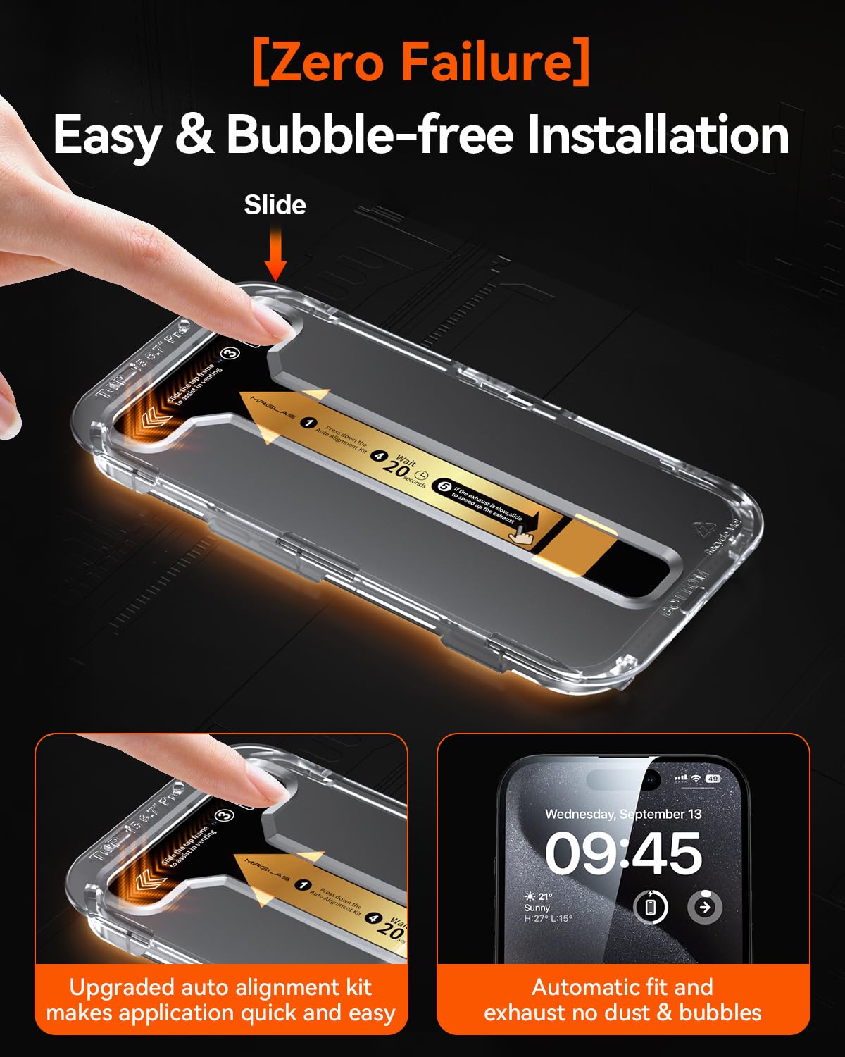 Mrglas 4 Pack Privacy Screen Protector For Iphone 15 Pro Max [Auto Alignment Kit] [10X Military Grade Protection] 9H Shatterproo