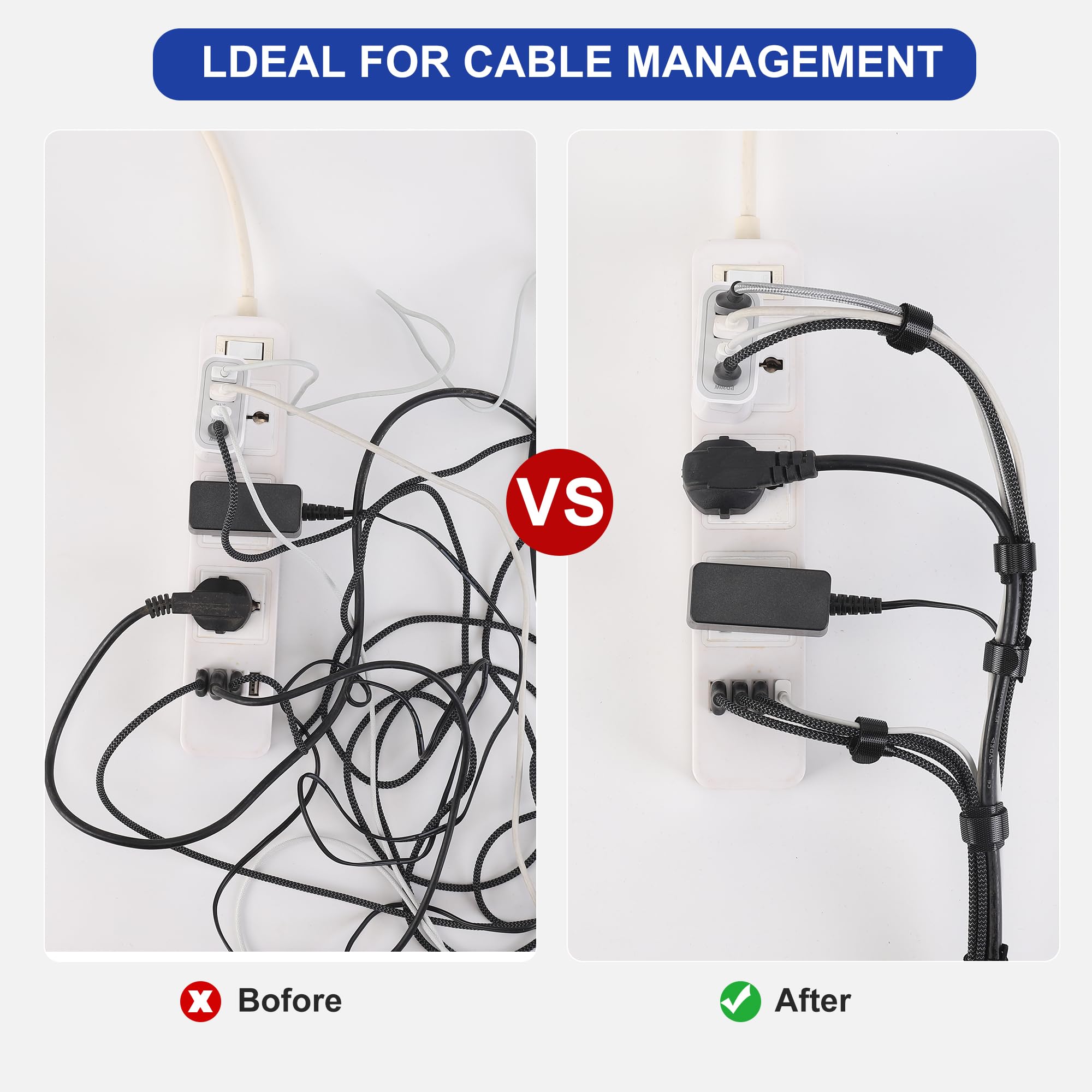 Nettbe126 Pcs 8 Inches Reusable Cable Ties, Adjustable Cord Straps, Cable Organizer, Cord Wrap And Hook Loop Cords Management