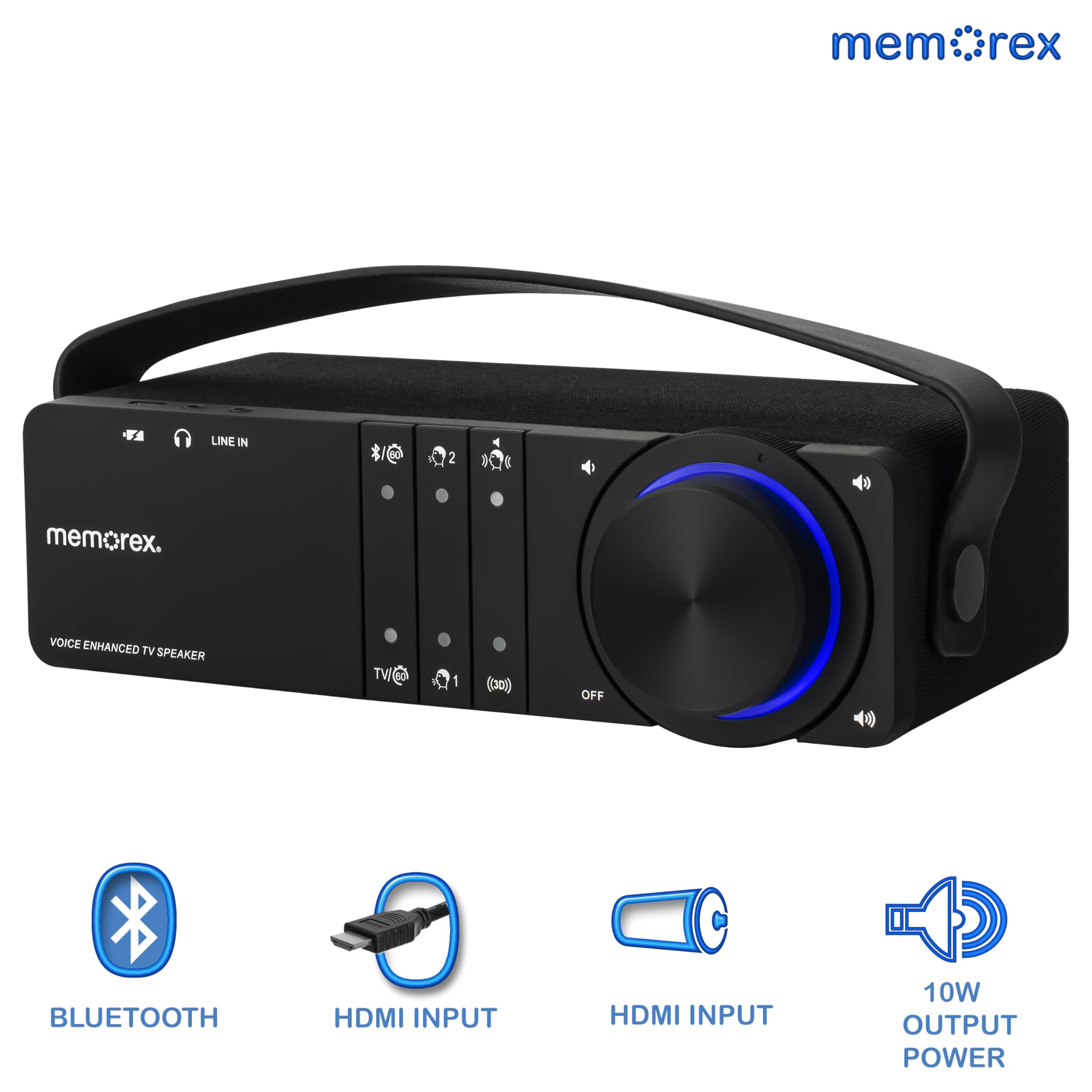 Memorex Mx-Clrtv100 Wireless Tv Sound Enhancing Speaker | Bluetooth, 3D Surround Sound, Clear Voice Technology, Long Battery Lif