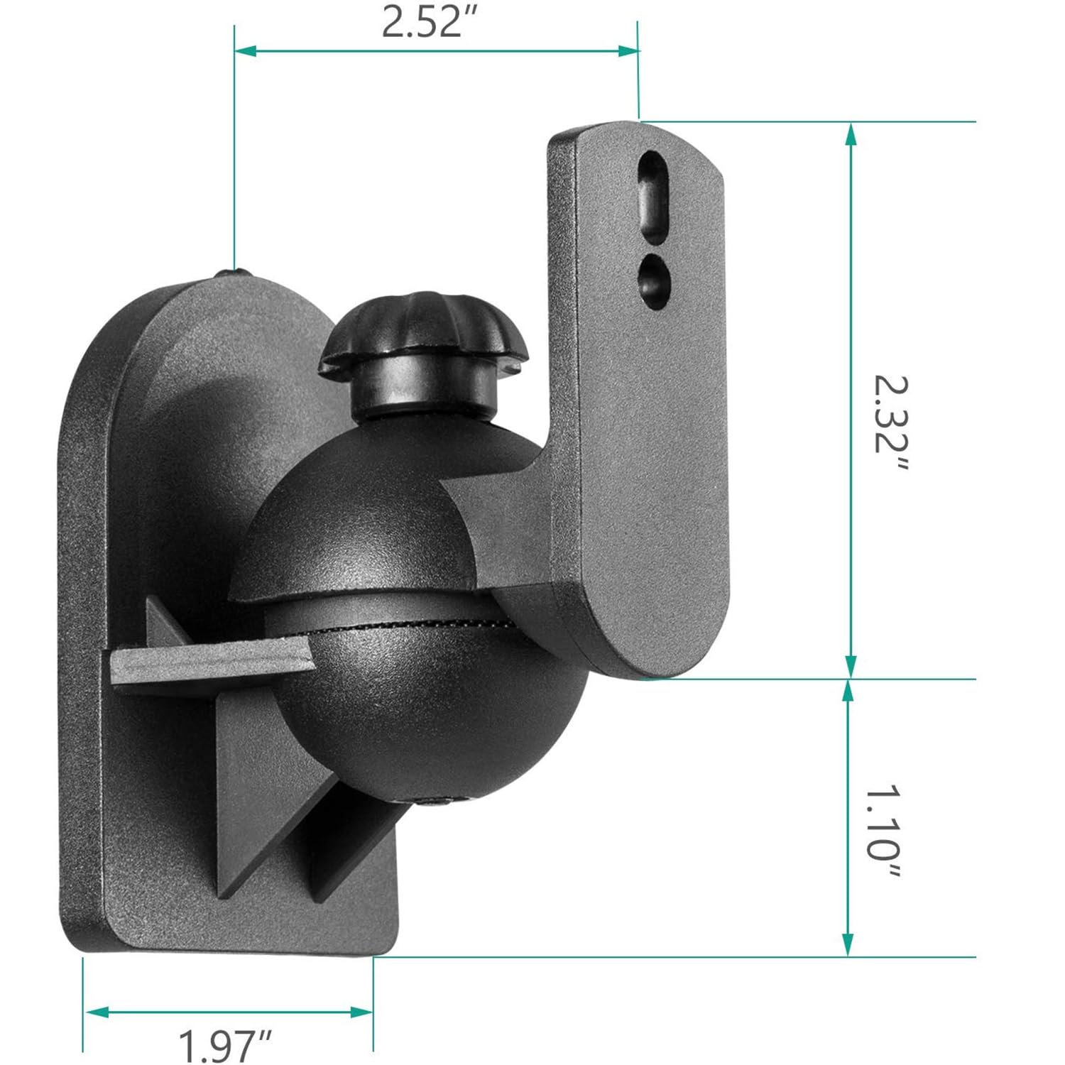 WALI Speaker Wall Mounts, Bookshelf Speaker Wall Mount Brackets, Surround Sound Speaker Mounts, Hold up to 7.7 lbs, (SWM602), 5 Pack, Black (Black, 5 Pack)