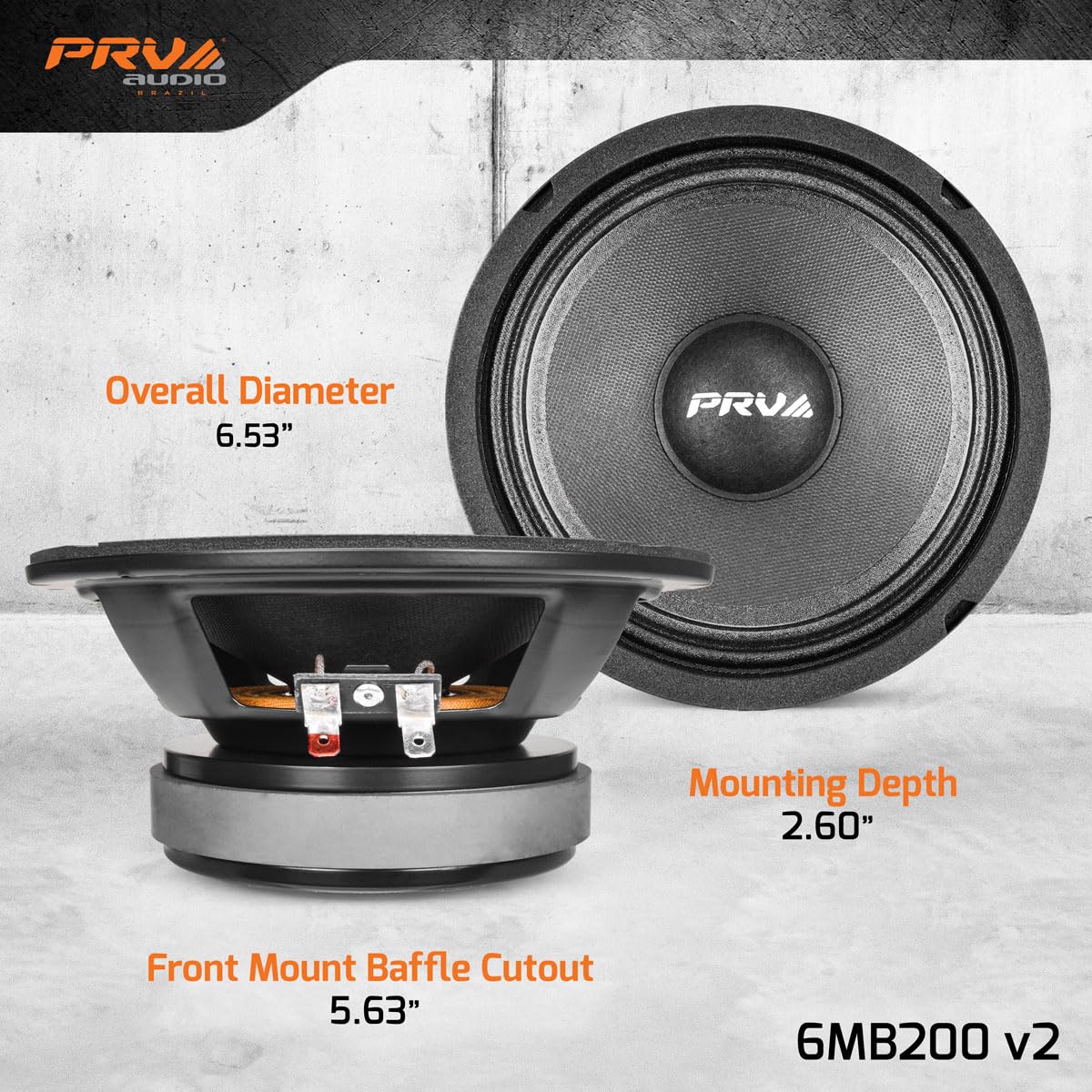 Prv Audio 6.5 Inch Midbass Speaker 6Mb200 V2 8 Ohm - 200 Watts 93.5 Db 1.5 Voice Coil - 6 Inch Speaker For Car Audio With Outsta