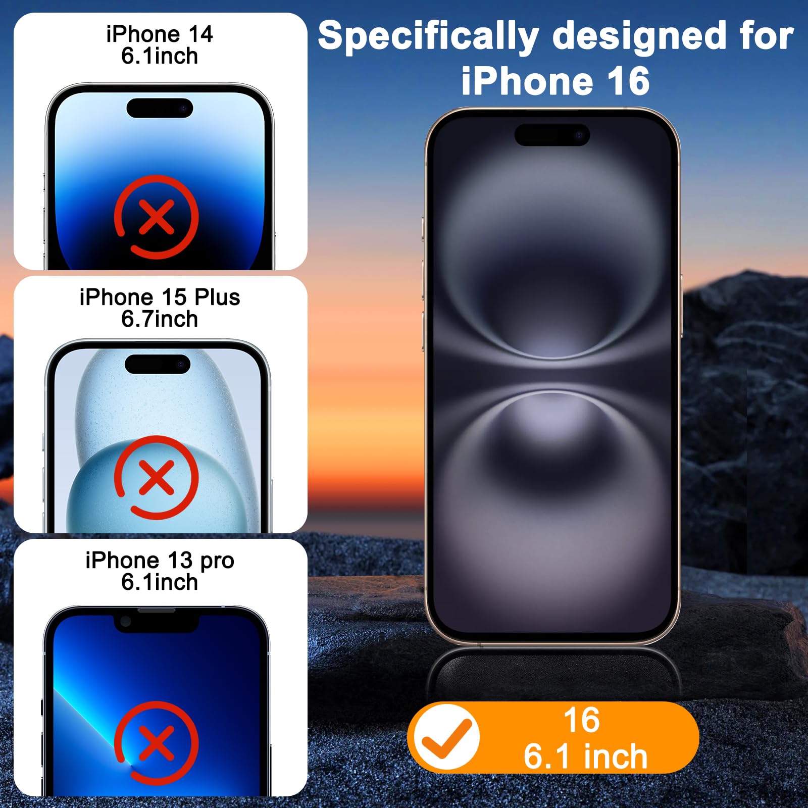 Sibeitu 3 Pack Screen Protector For Iphone 16 With 3 Pack Camera Lens Tempered Glass Protector, 6.1 Inch Hd Clear Tempered Glass
