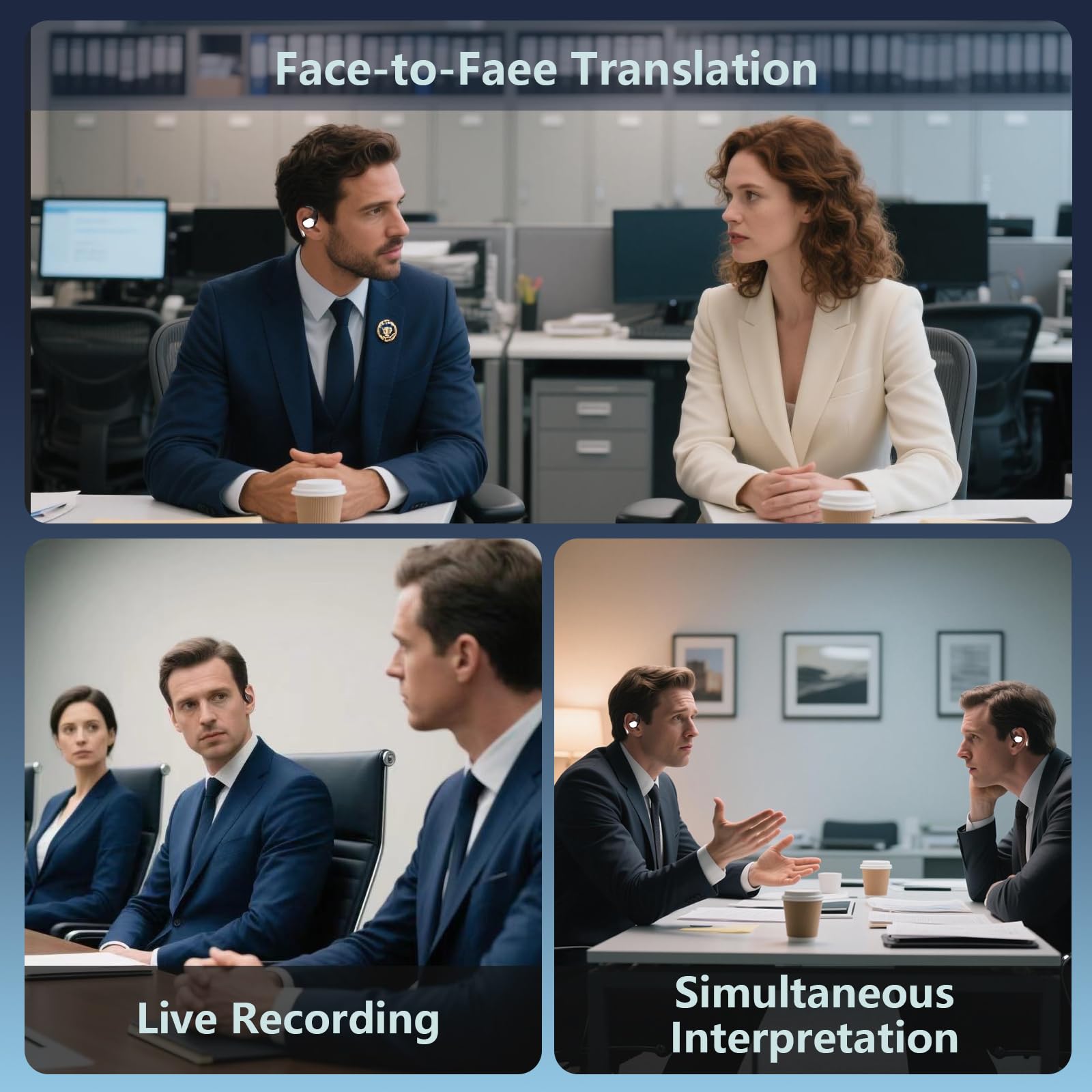 Ai Language Translation Wireless Earbuds Bluetooth 5.4 Real Time Open Ear Headphones, Translator For 144 Languages & Accents,Led