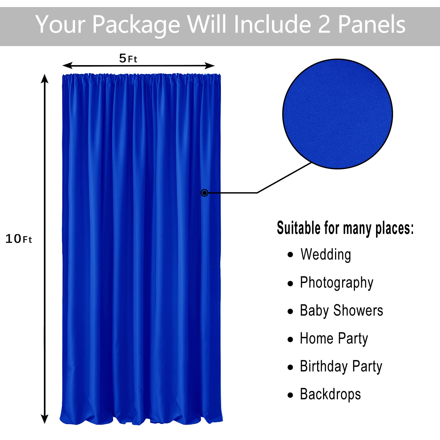 Hiasan Neon Blue Screen Backdrop Curtains For Parties, Polyester Photography Backdrop Drapes For Family Gatherings, Wedding Deco