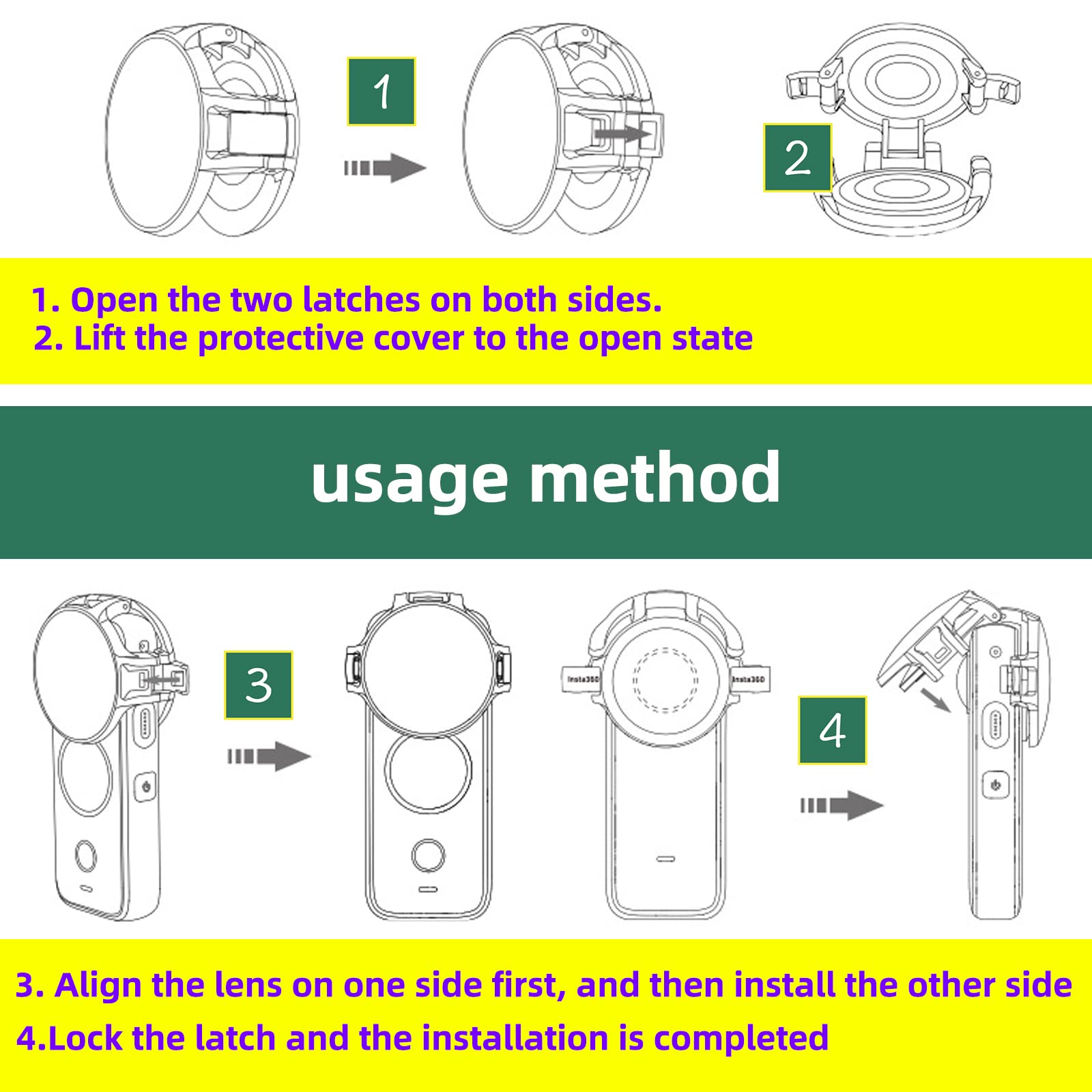 Birgipar For Insta360 One X2 Camera Lens Protective Cover Lens Guards Waterproof(10M) Set