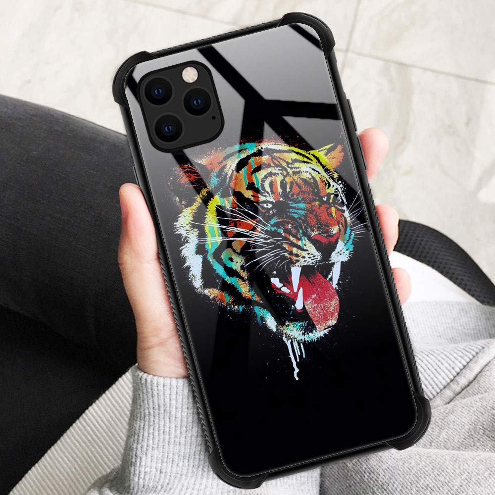 ZHEGAILIAN Phone Case Compatible iPhone 12 Mini Colorful Tiger Organic Glass Anti-Scratch 5.4 inch