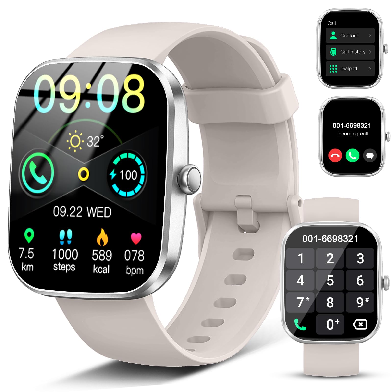 Smart Watch(Answer/Make Call), 1.91 '' Smartwatch For Men Women, 2025 New Fitness Watch With 110+ Sport Modes, Fitness Activity 