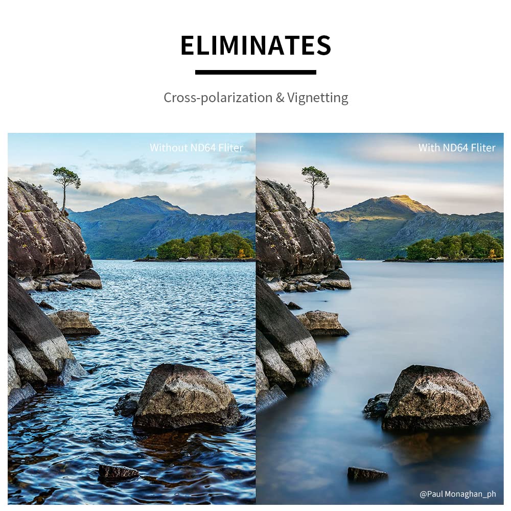 K&F Concept 52Mm Nd64 Lens Filter (6 Stop Fixed Neutral Density Filter), 28 Multi Layer Coatings Hd Waterproof Ultra Slim Nano X