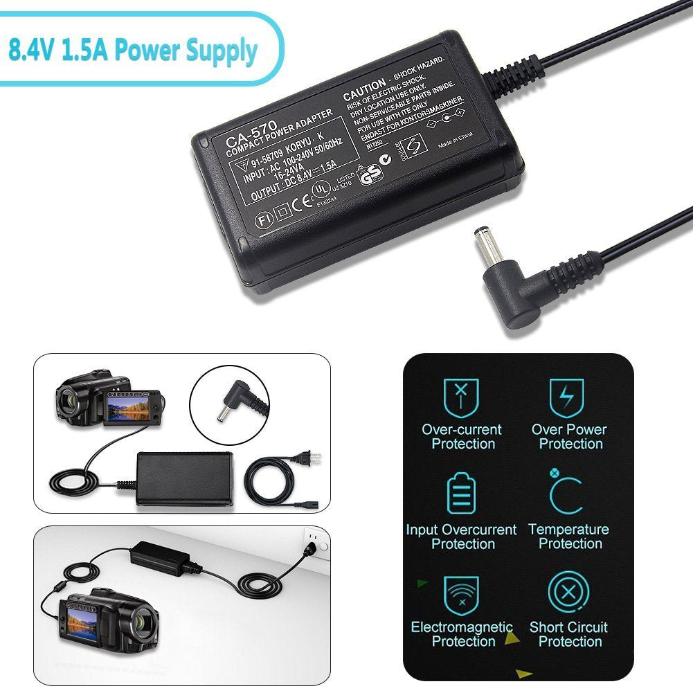 Ca 570 Ac Adapter Charger Compatible Canon Fs21 Fs22 Fs200 Fs300 Hf10 Hf11 Hf20 Hf100 Hf200 Hf M31 Hf S10 Hg20 Hg21 Hg30 Hr10 Hv