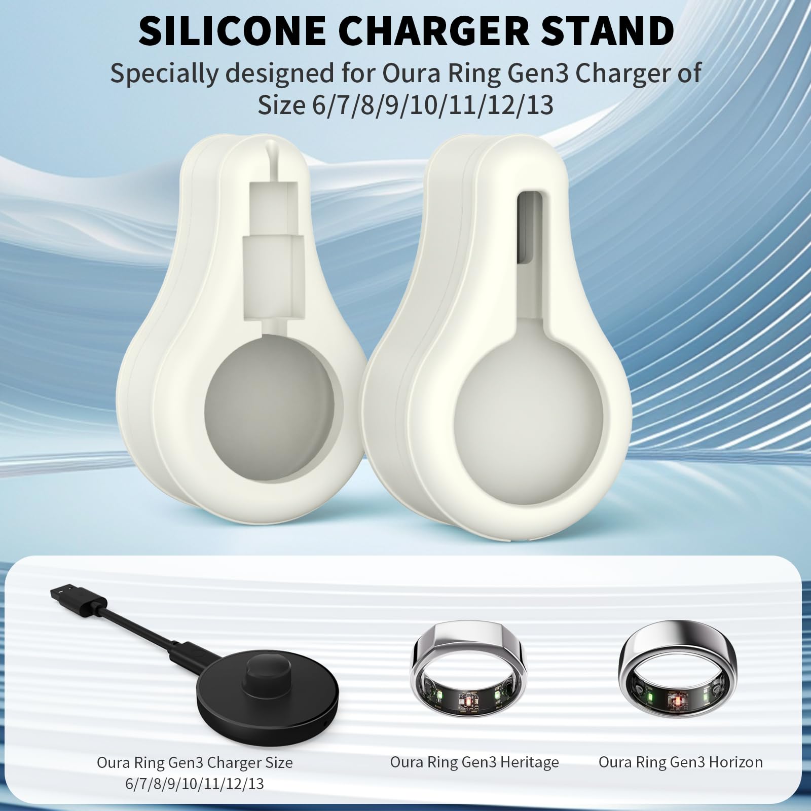 Wacanc Charger Stand For Oura Ring Gen3 Charger, Charger Holder Compatible With Oura Ring Gen3 Size 6/7/8/9/10/11/12/13, Silicon