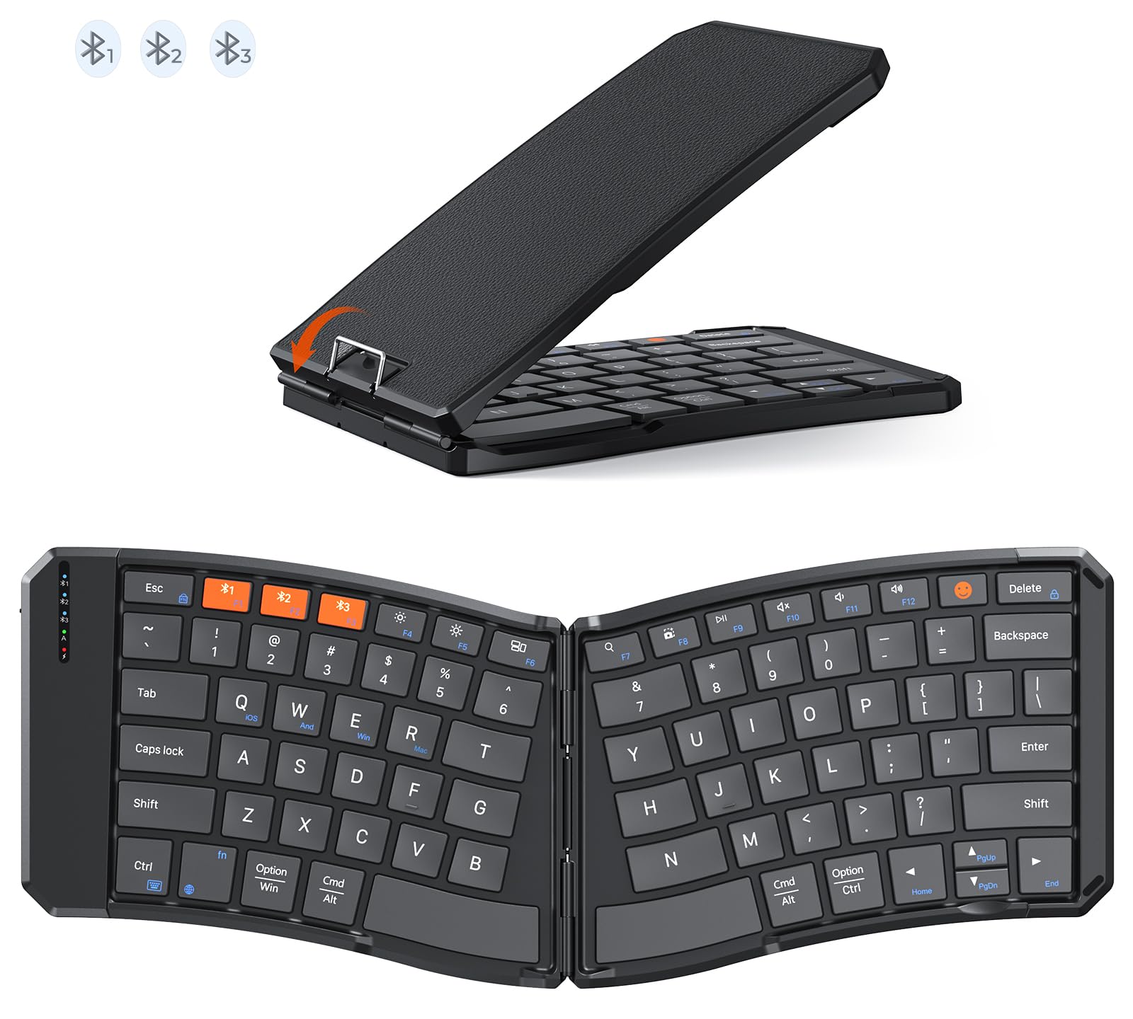 MEETION Foldable Ergonomic Bluetooth Keyboard, Split, Portable, Black