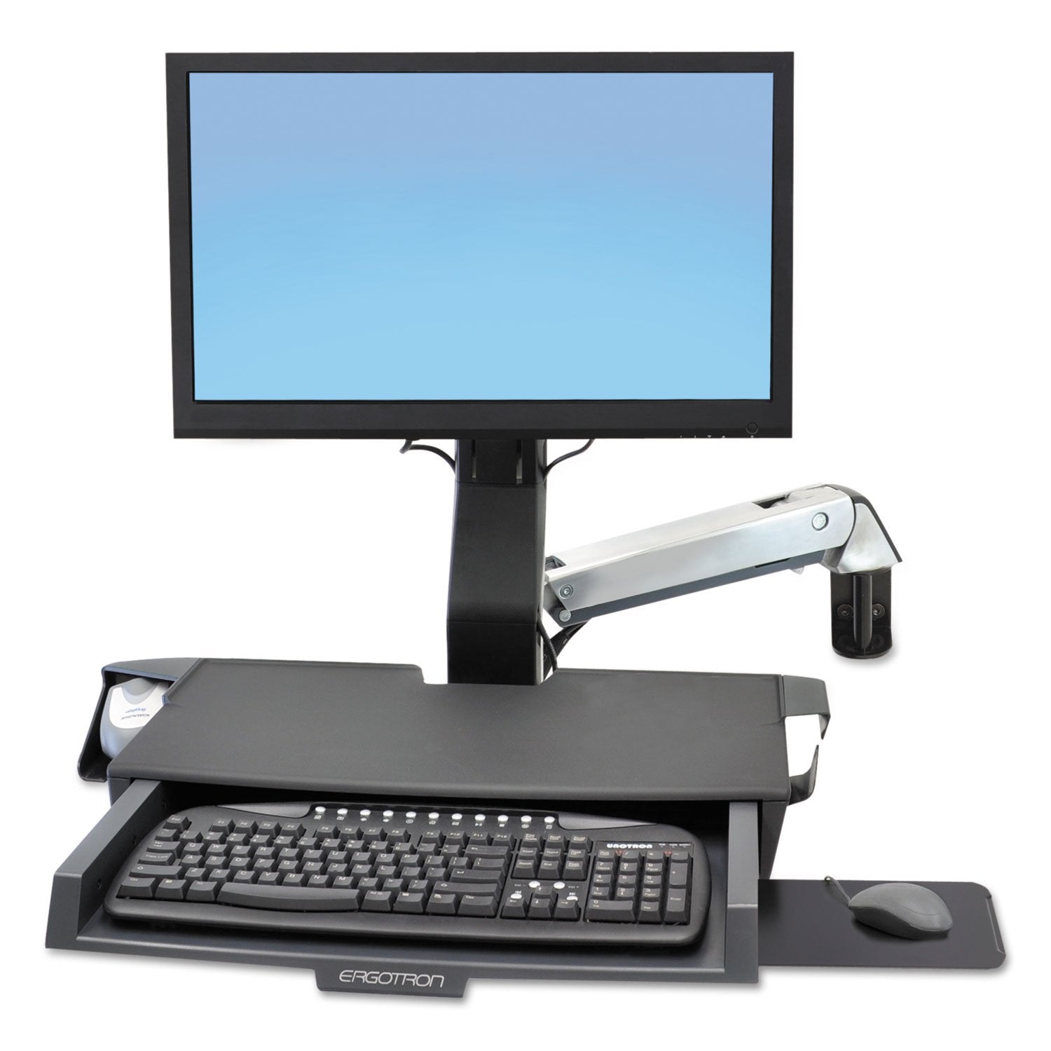 Ergotron Styleview Sit Stand Combo System With Worksurface, Polished Aluminum/Black