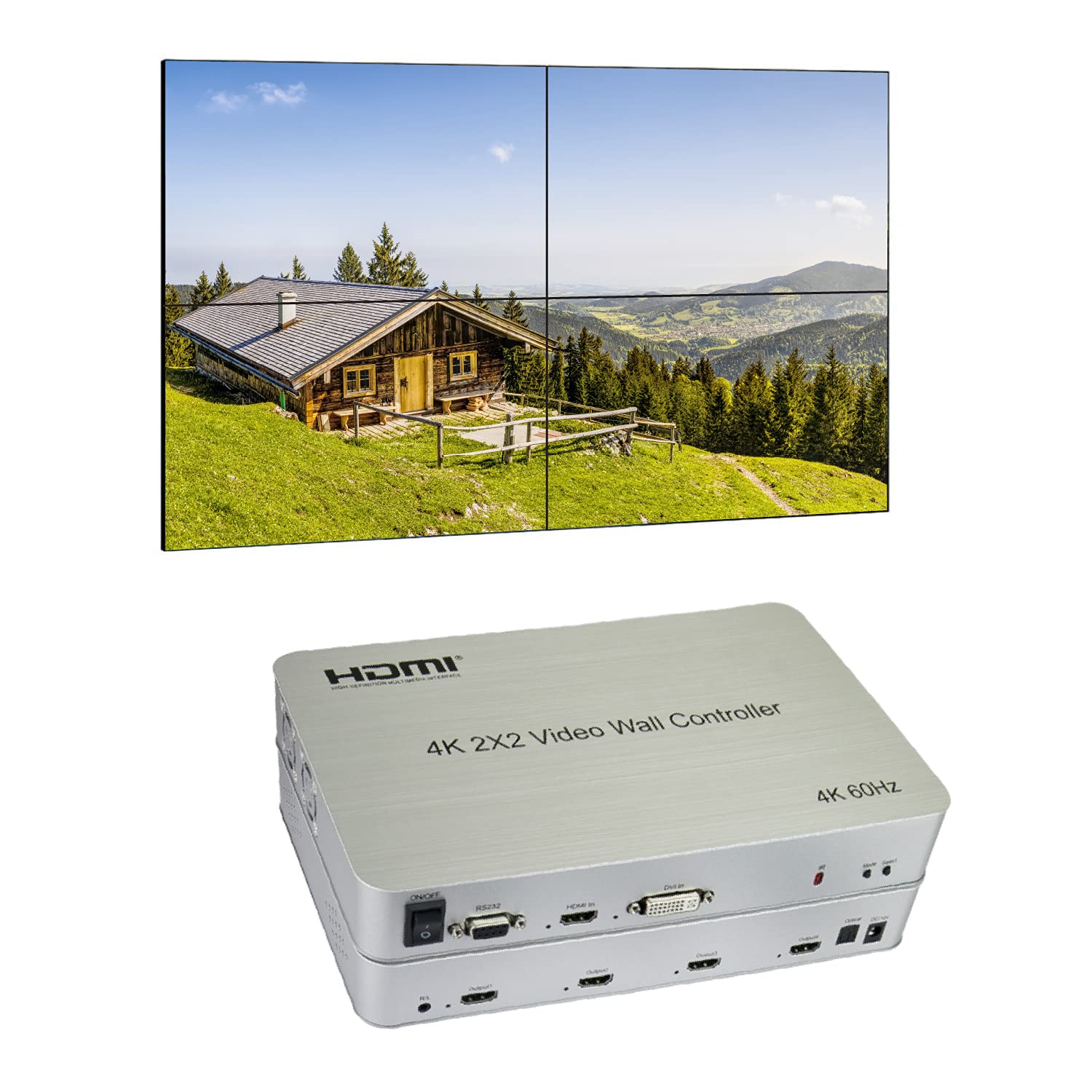 Expert Connect 2X2 Video Wall Controller | 4K@60Hz, 1080P, Hdmi 2.0, Hdcp 2.2 Compliant | 90� Rotation For Portrait | Edge Masking | 2X2, 1X2, 1X3, 1X4, 2X1, 3X1, 4X1