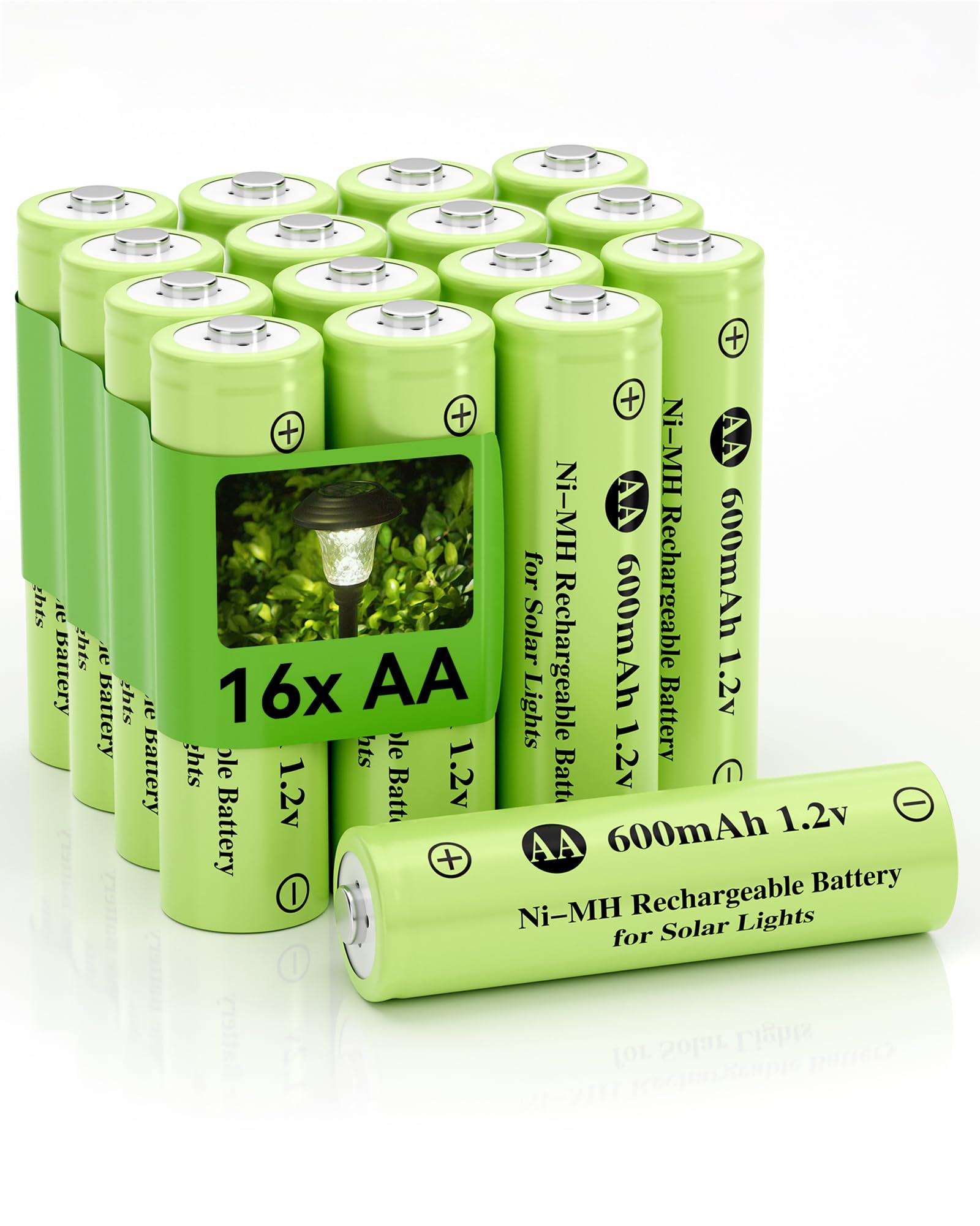 Howardly 1.2v AA Ni-MH Rechargeable Battery, Double A 600mAh 1.2V Rechargeable Battery, Low Self - Discharge for Outdoor Solar L