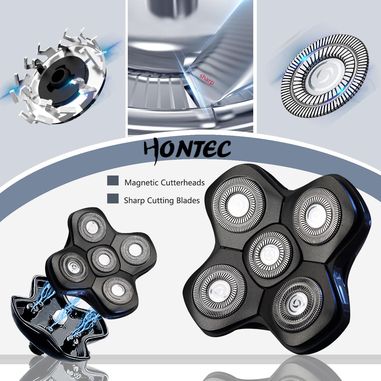 Hontec Revolutionary Upgrade Bald Men'S 4 In 1 Electric Head Shavers Cordless Comfortable Ipx7 Waterproof M Wet/Dry Use Equipped