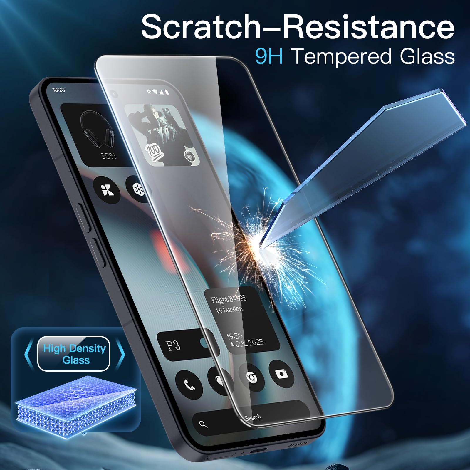 Jetech Screen Protector For Nothing Phone 3, 9H Tempered Glass Film With Easy Installation Tool, Case-Friendly, Hd Clear, 3-Pack