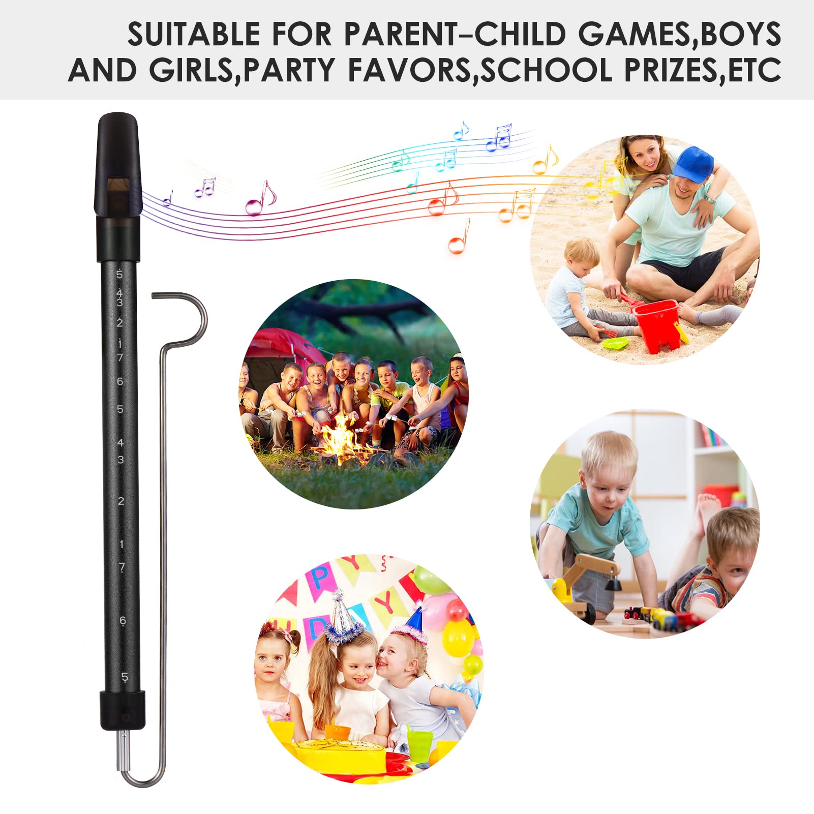 Btuty Metal Sliding Whistle Scale Sliding Flute With Steel Slider Instrument Kazoo Flute Game Party (Black)