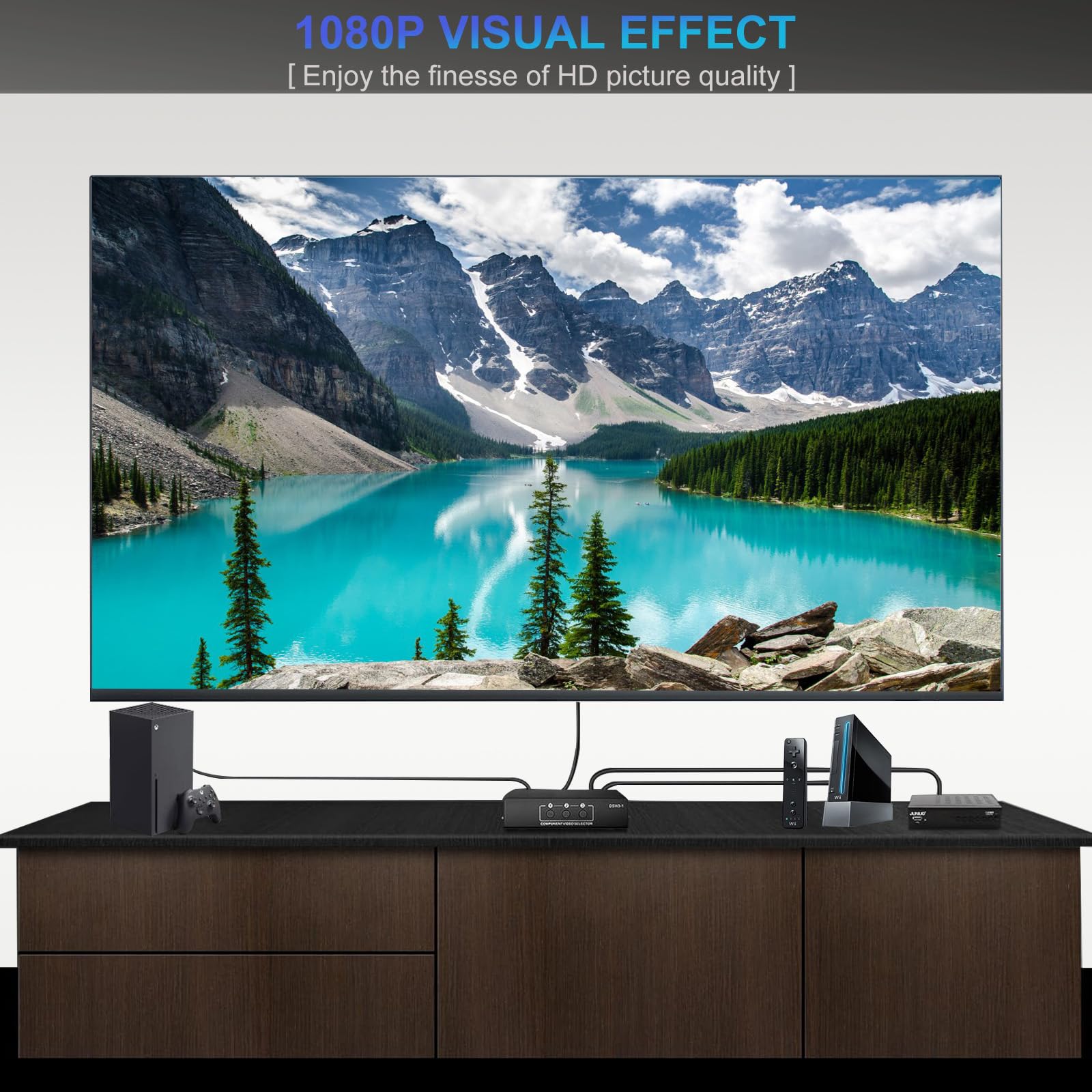 3 In 1 Out Component Av Video Switch Box 1080P, 3 Way Composite 3 Rca Ypbpr L/R Audio Av Splitter Rgb Selector Switcher Converte