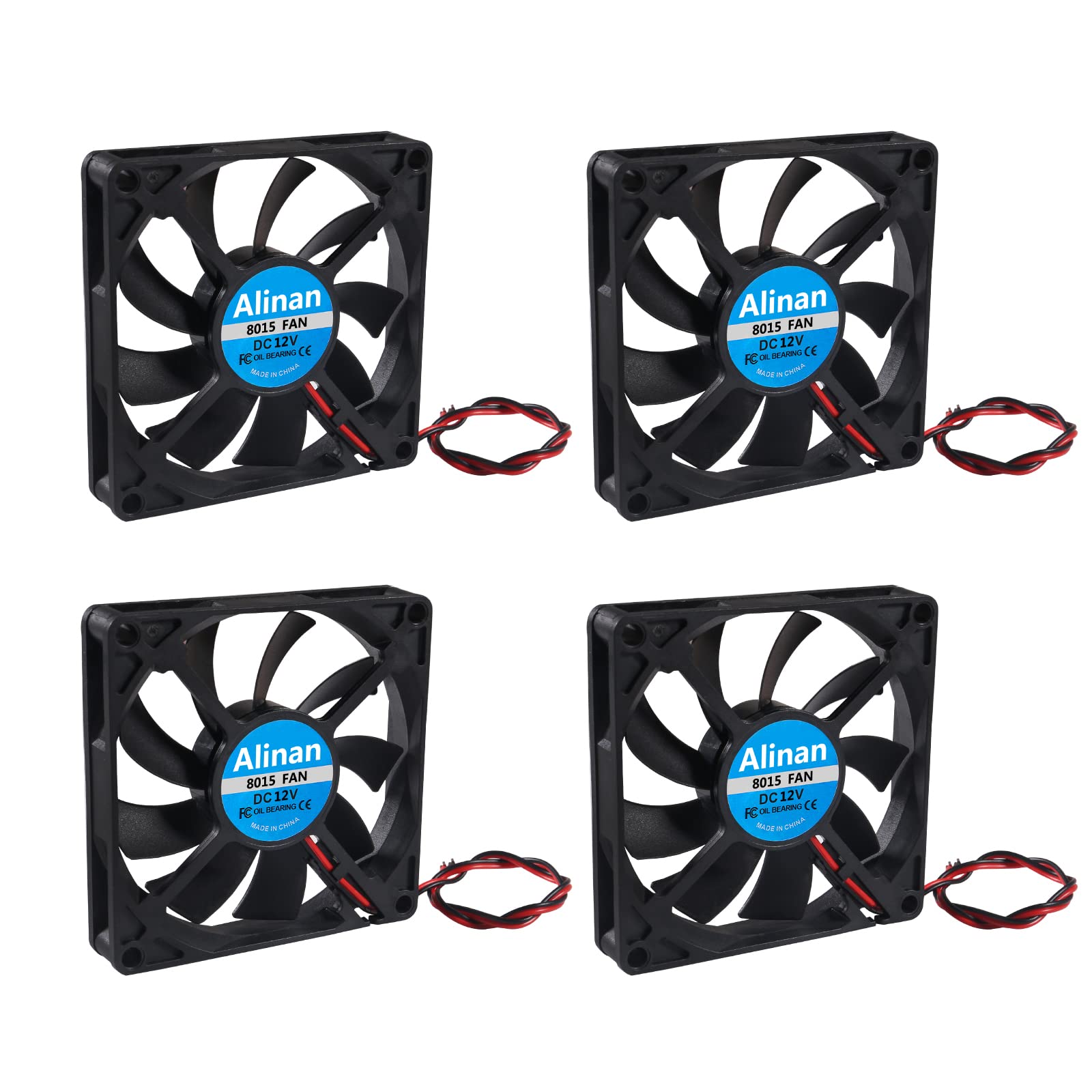 Alinan 4Pcs 8015 12V Fan 80X80X15Mm 2 Pin Sleeve Bearing Brushless Dc Cooling Fan 3D Printer Cooling Fan Computer Fan