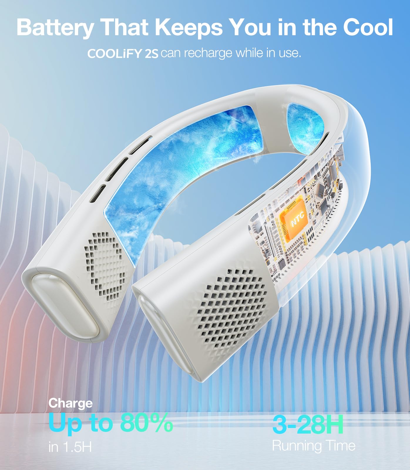 Torras Coolify 2S Neck Air Conditioner, Portable Personal Cooler And Heater Strong Wind, 3 Speed, App Control Neck Fan Rechargea