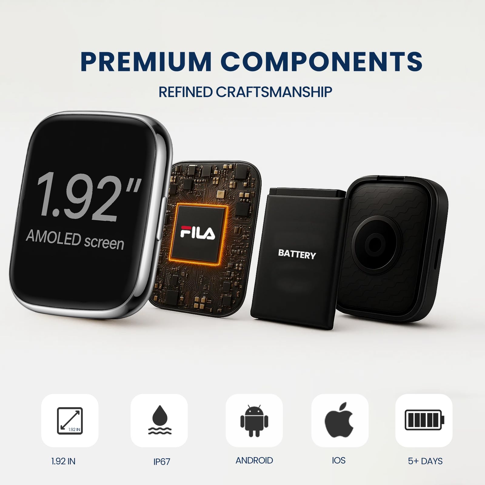 Fila Smart Watch For Men Women (Answer/Make Calls), 1.95'' Fitness Watch,Heart Rate/Sleep Monitor, Step Counter, Fitness Tracker