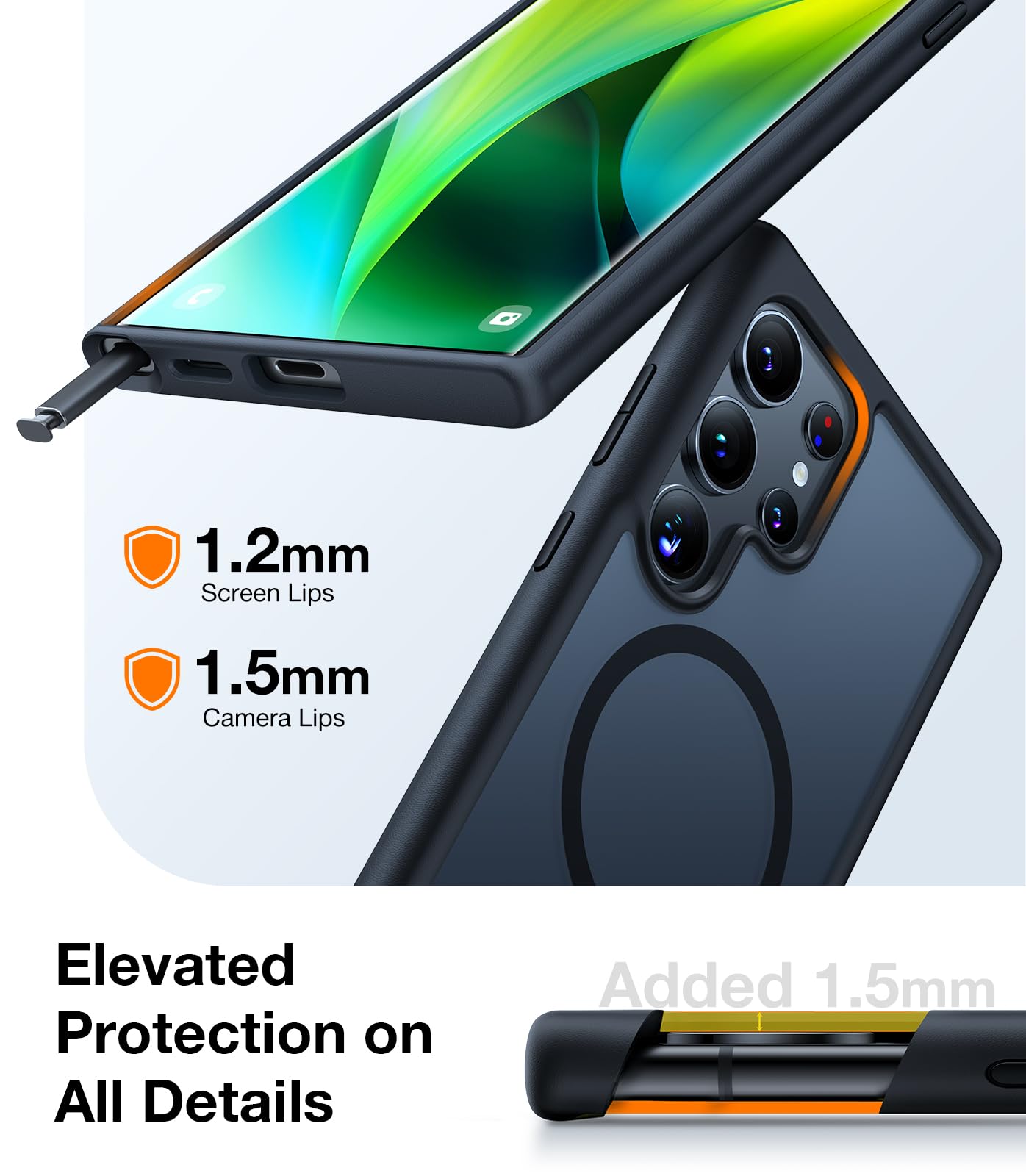 Torras Magnetic Shockproof For Samsung Galaxy S24 Ultra Case, [18N Mighty Magnetic] [12Ft Military Grade Drop Tested] [Compatibl
