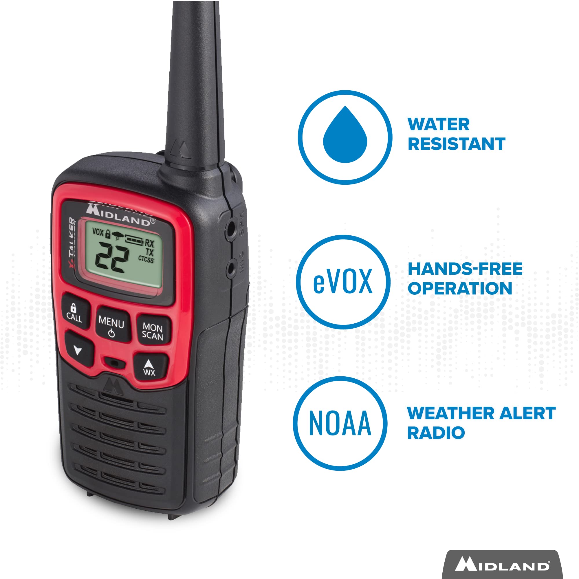 Midland   T31Vp   X Talker   22 Channel Frs Walkie Talkies   Extended Range Two Way Radios, 38 Privacy Codes, & Noaa Weather Ale