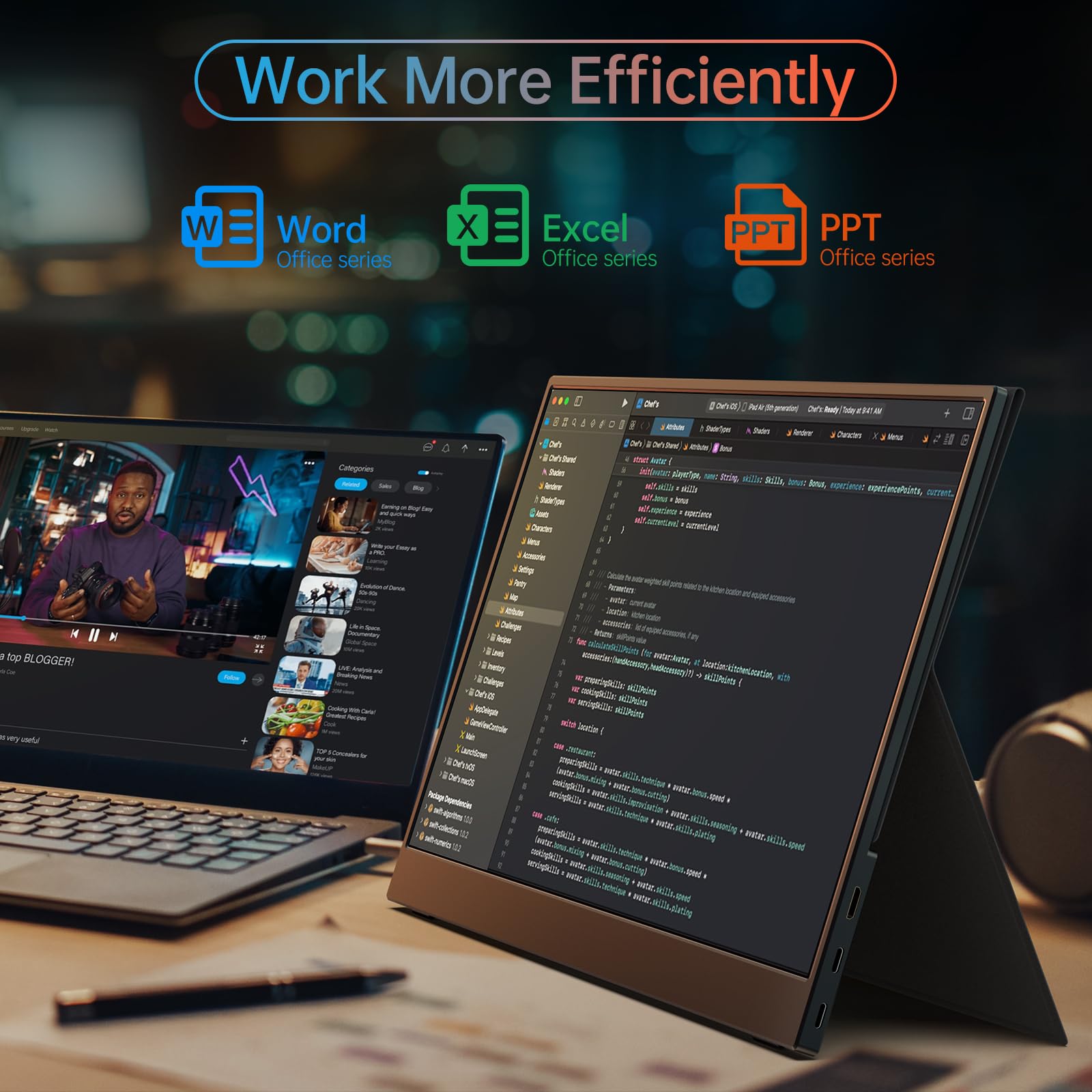 Forhelp True 4K Portable Monitor - 15.6Inch Uhd 3840  2160 100% Srgb Usb-C Hdmi External Second Monitor Portable Ips Screen Comp