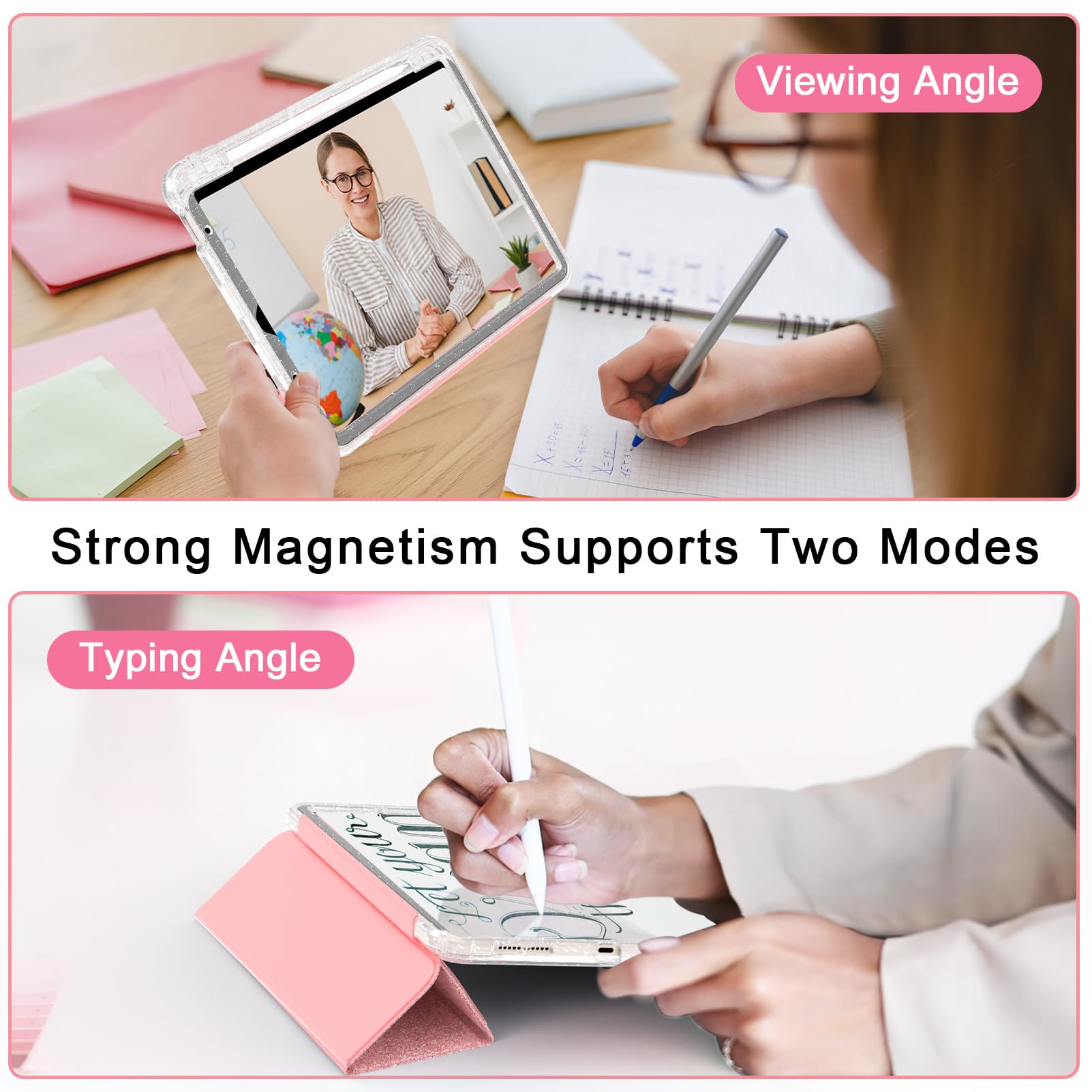 Sevrok Glitter Case For Ipad Air 11 Inch M2 (2024) & Ipad Air 5Th/4Th Gen 10.9 Inch (2022/2020), Pencil Holder, Trifold Stand &