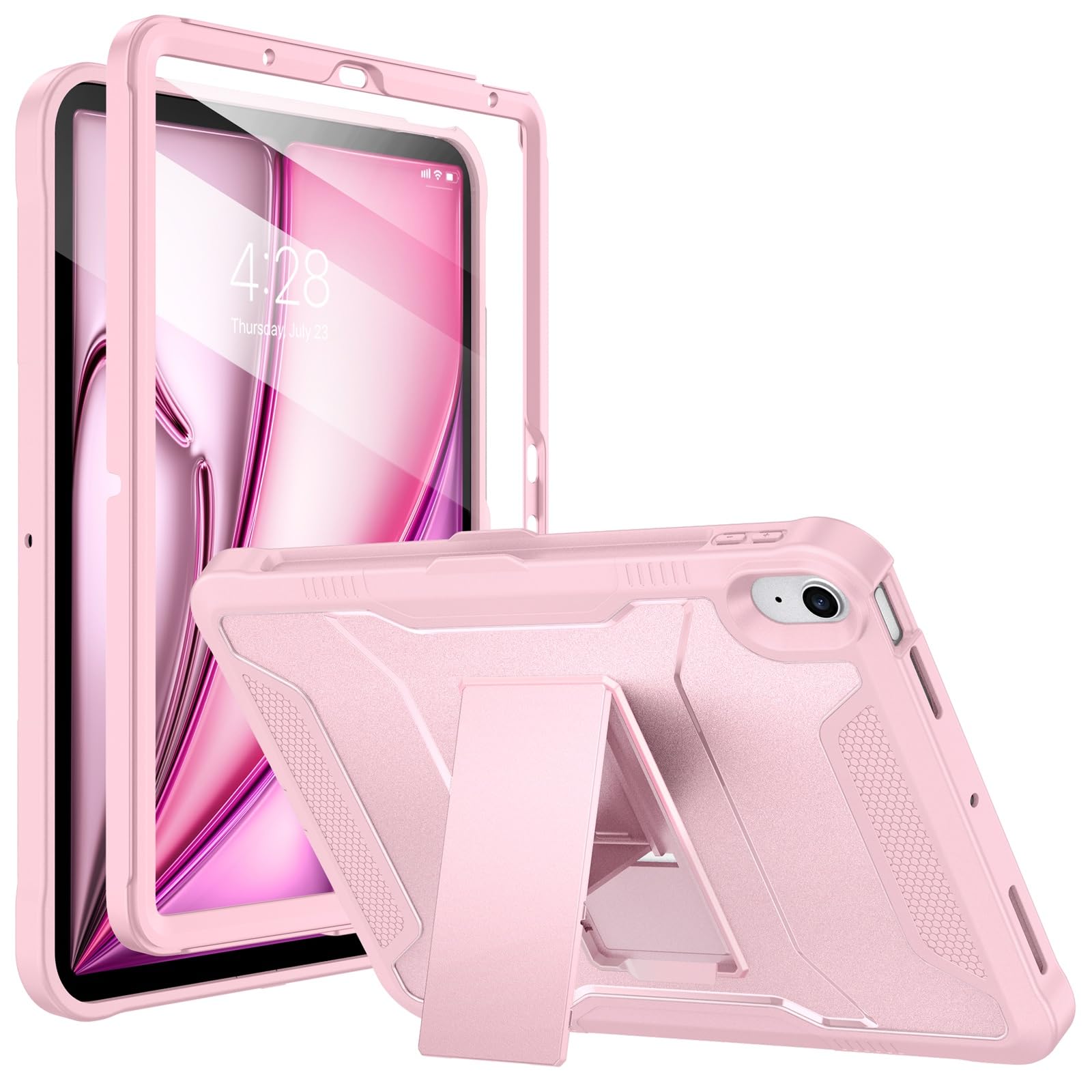 Soke Case For Ipad Air 11 Inch M2, Ipad Air 6Th/5Th/4Th Generation (2024/2022/2020), With Built In Screen Protector And Kickstan