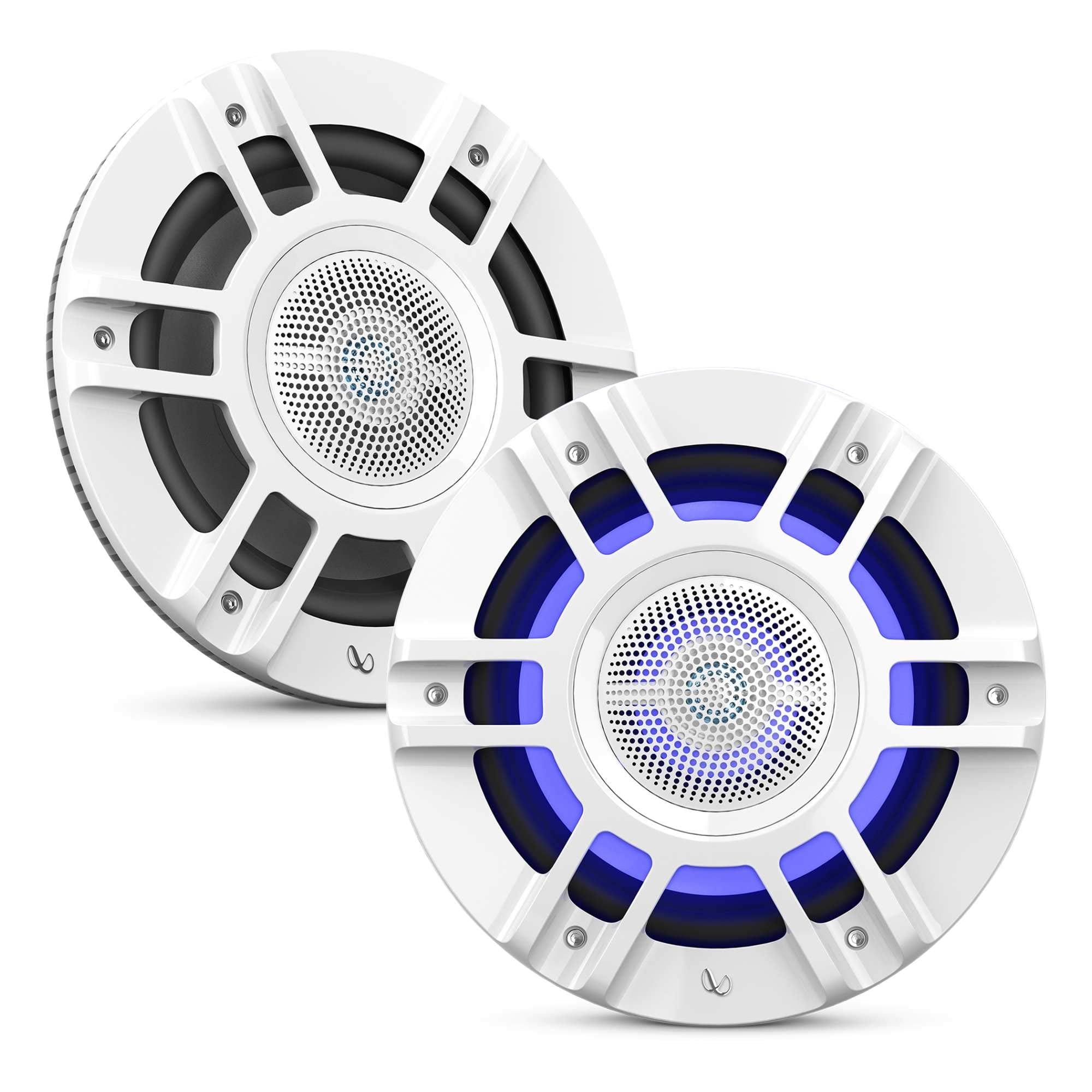 Infinity Kappa8130Mam   Kappa Marine Kappa8130M White 8'' Premium 3 Way Rgb Led Convertible Speakers