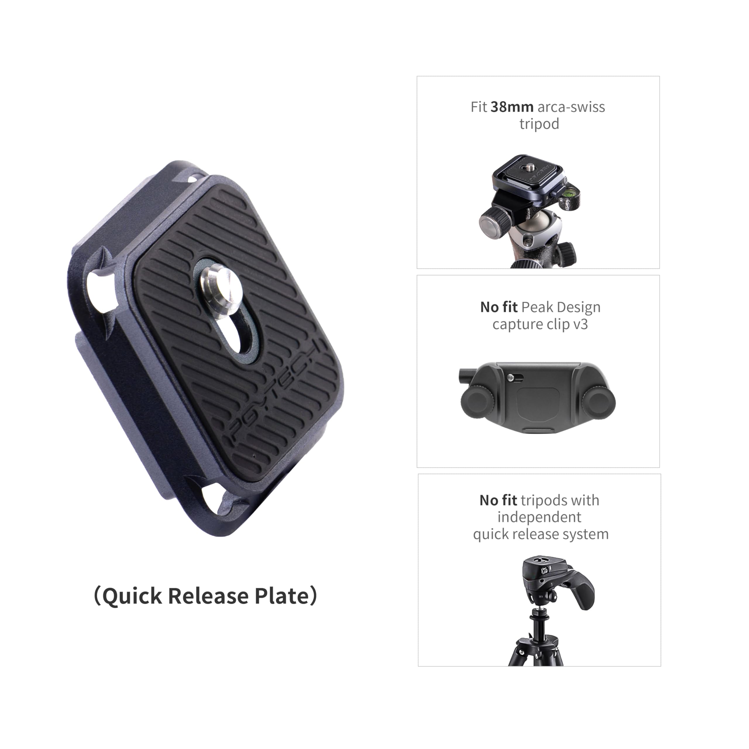 Pgytech 2 Pcs Arca Type Quick Release Plates Parts Replacement Switch Between Tripod, Monopod, Slider Arca Swiss Compatible