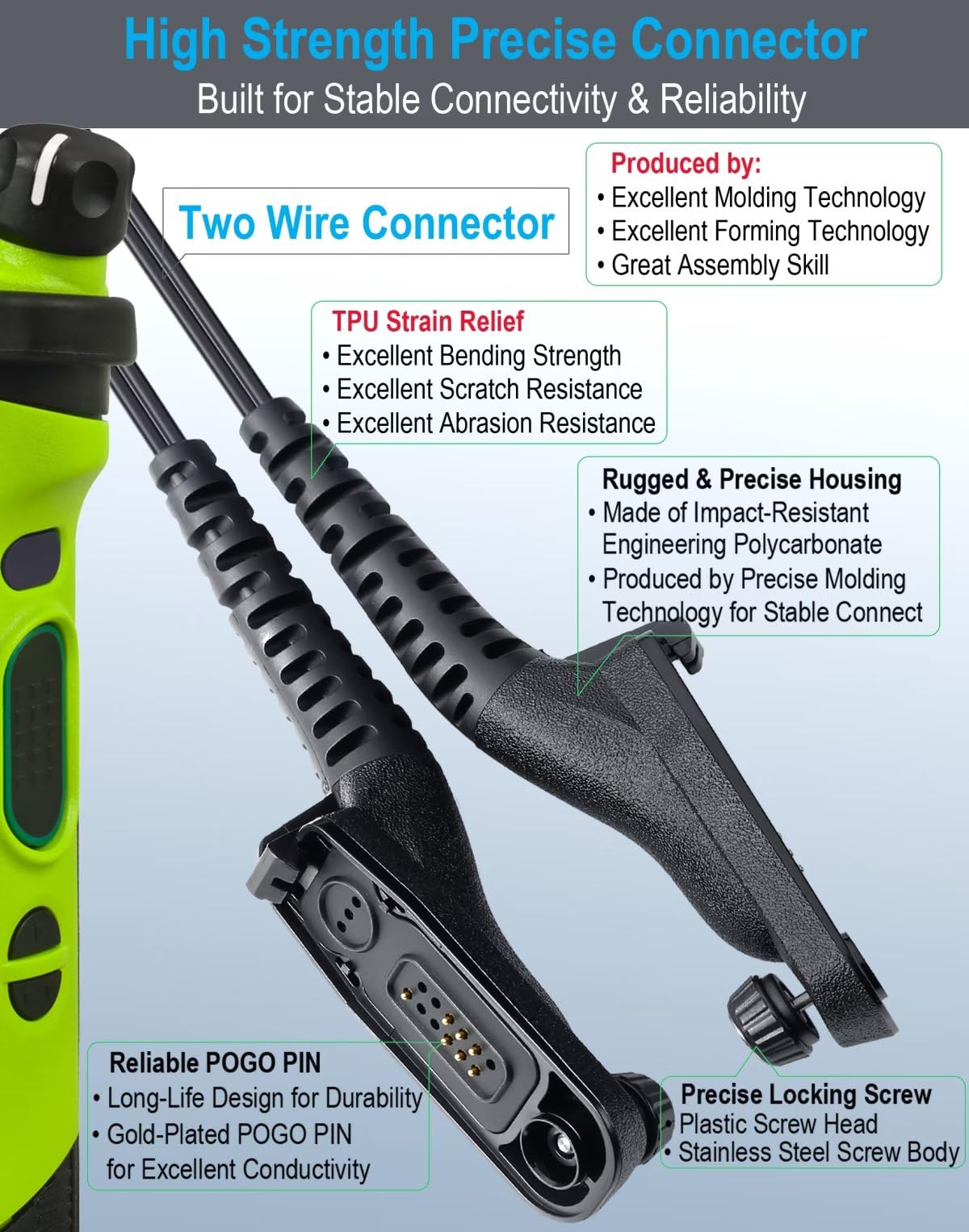 Commountain Apx 6000 Xpr 7550E Earpiece With Mic For Motorola Radios Apx 8000 (7000 4000) Xpr 7350E (7550 7350 7580E 7380E) Apx6000 Apx7000 Apx8000 Xpr7550E Xpr7550, Two Wire Surveillance Headset