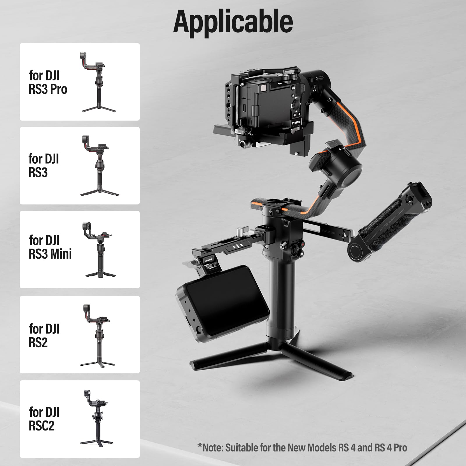 Sirui Monitor Mount For Dji Rs 4, Rs 4 Pro, Rs 2, Rsc 2, Rs 3, Rs 3 Pro, Rs 3 Mini With Quick Release Nato Clamp, Cold Shoe, Anti Twist Design, Am Mtrs