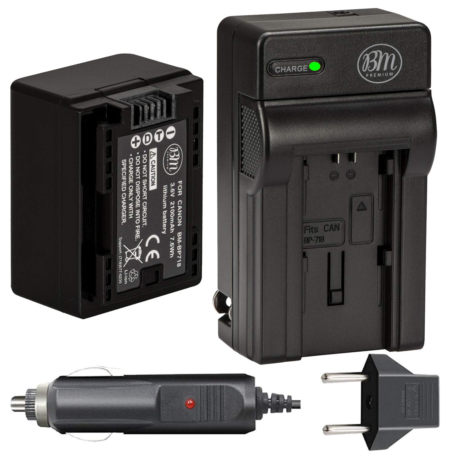 Bm Premium Bp 718 Battery And Charger For Canon Vixia Hfr80 Hfr82 Hfr800 Hfm50 Hfm52 Hfm500 Hfr30 Hfr32 Hfr300 Hfr40 Hfr42 Hfr40
